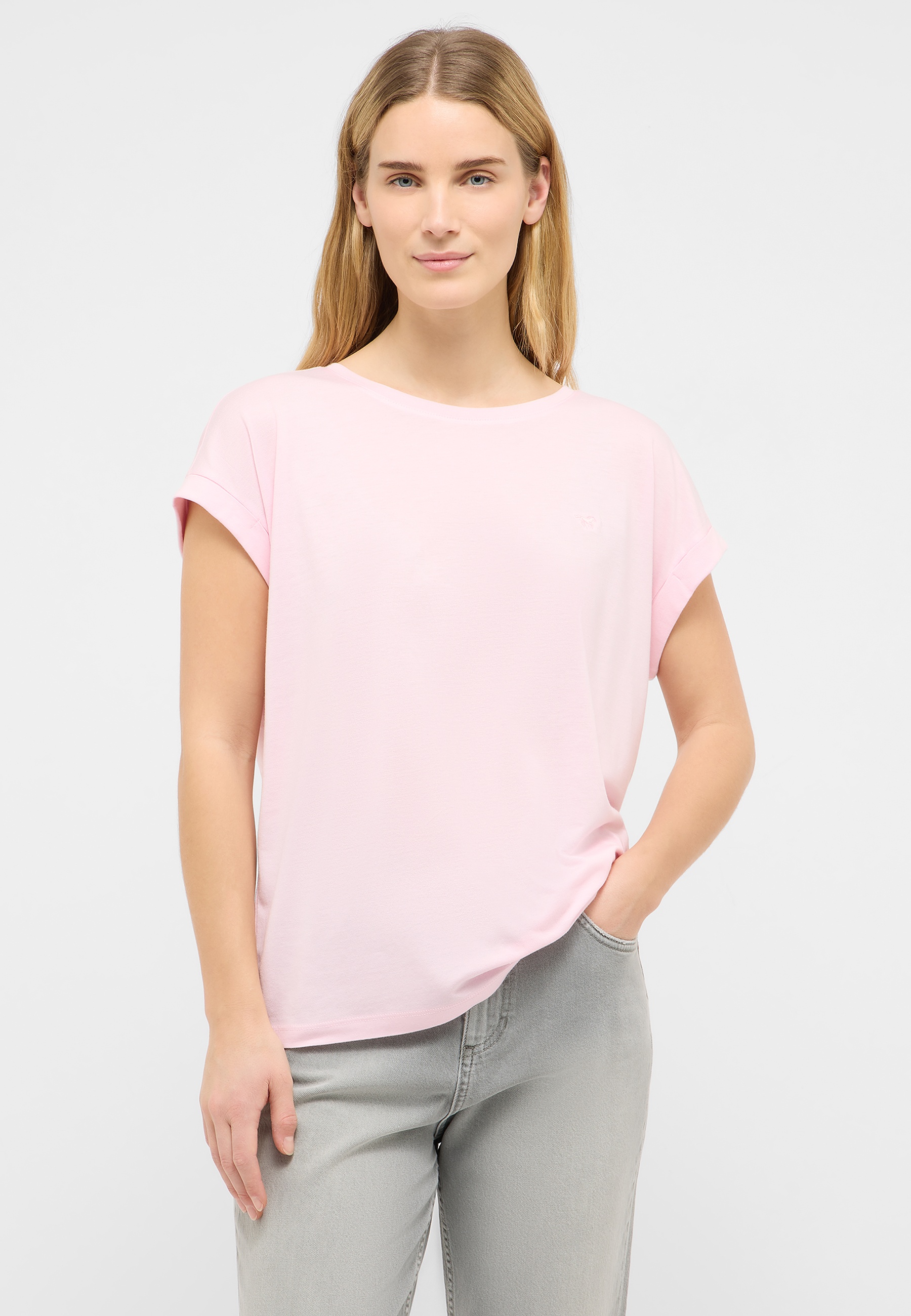 t‑shirt, rosa, kurzarm, rundhals, casual