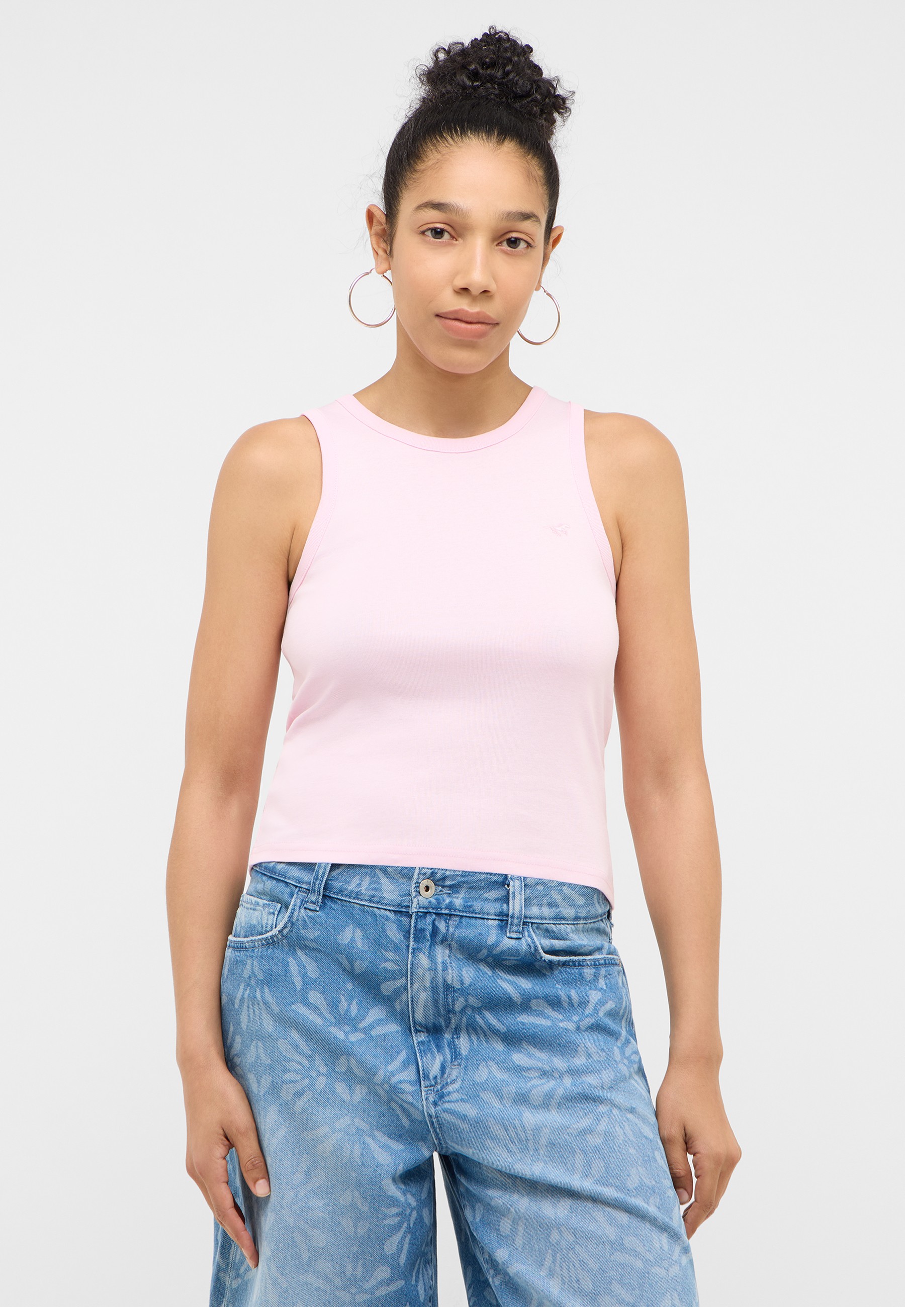 Tanktop, Rosa, Ärmellos, Baumwolle, Jeans