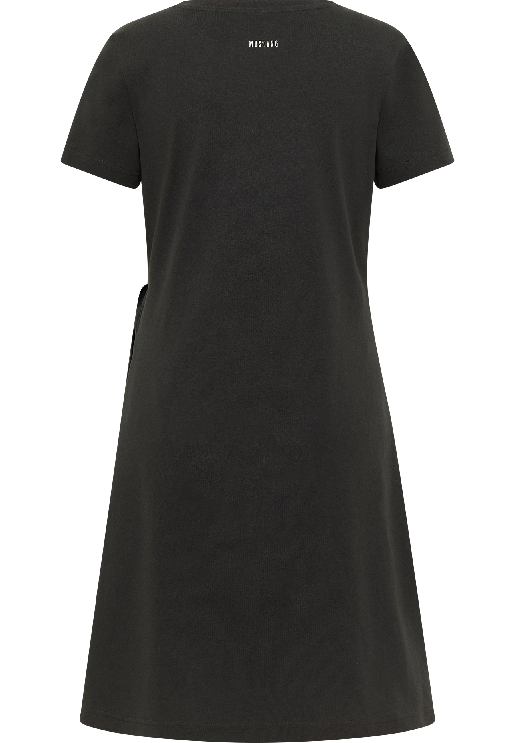 T-Shirt-Kleid, Kurzarm, dunkelgrau, Kragenlos, Minimalistisches Logo