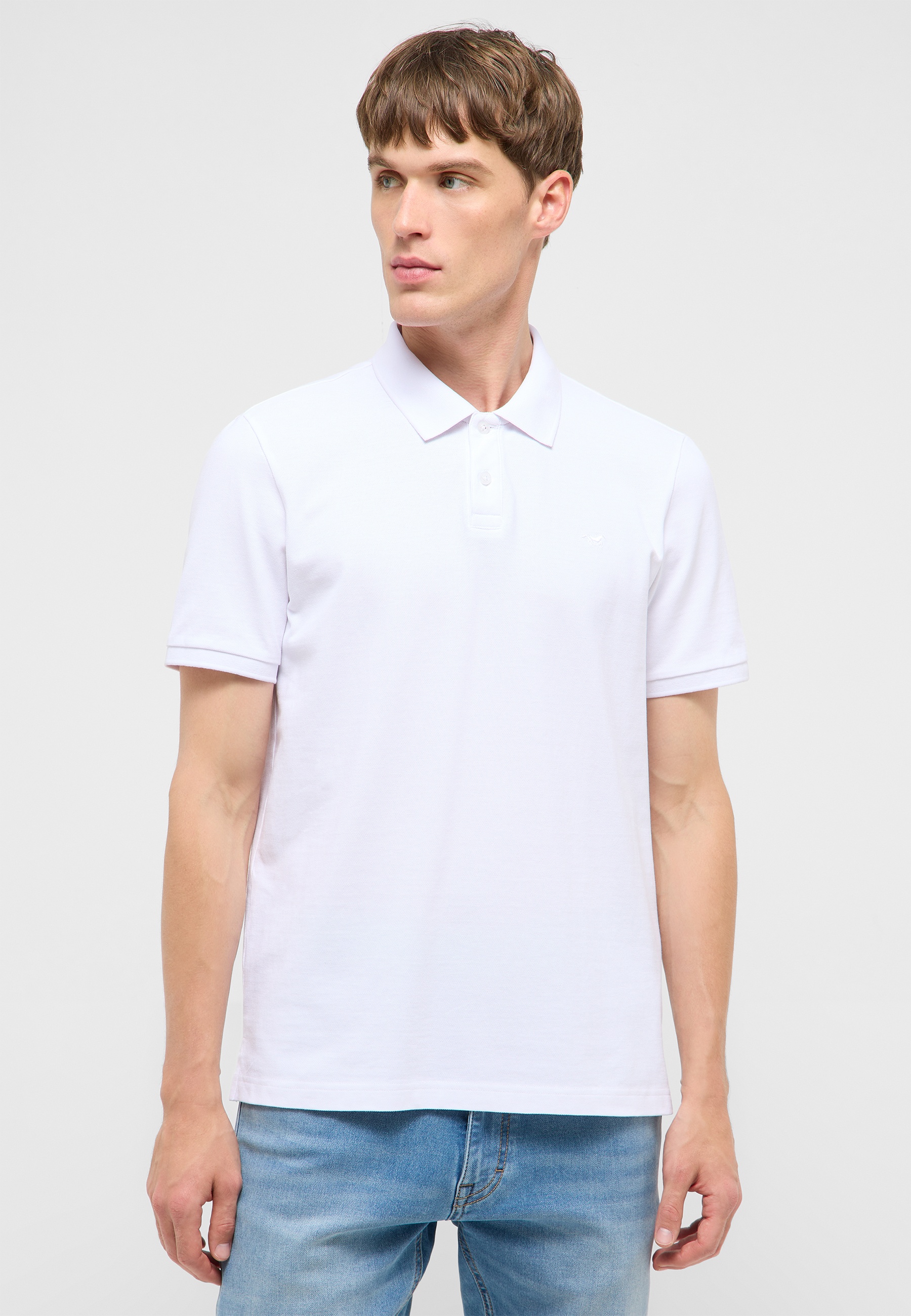 Polohemd, Polo, Kurzarmshirt, Weiß, Baumwollmix