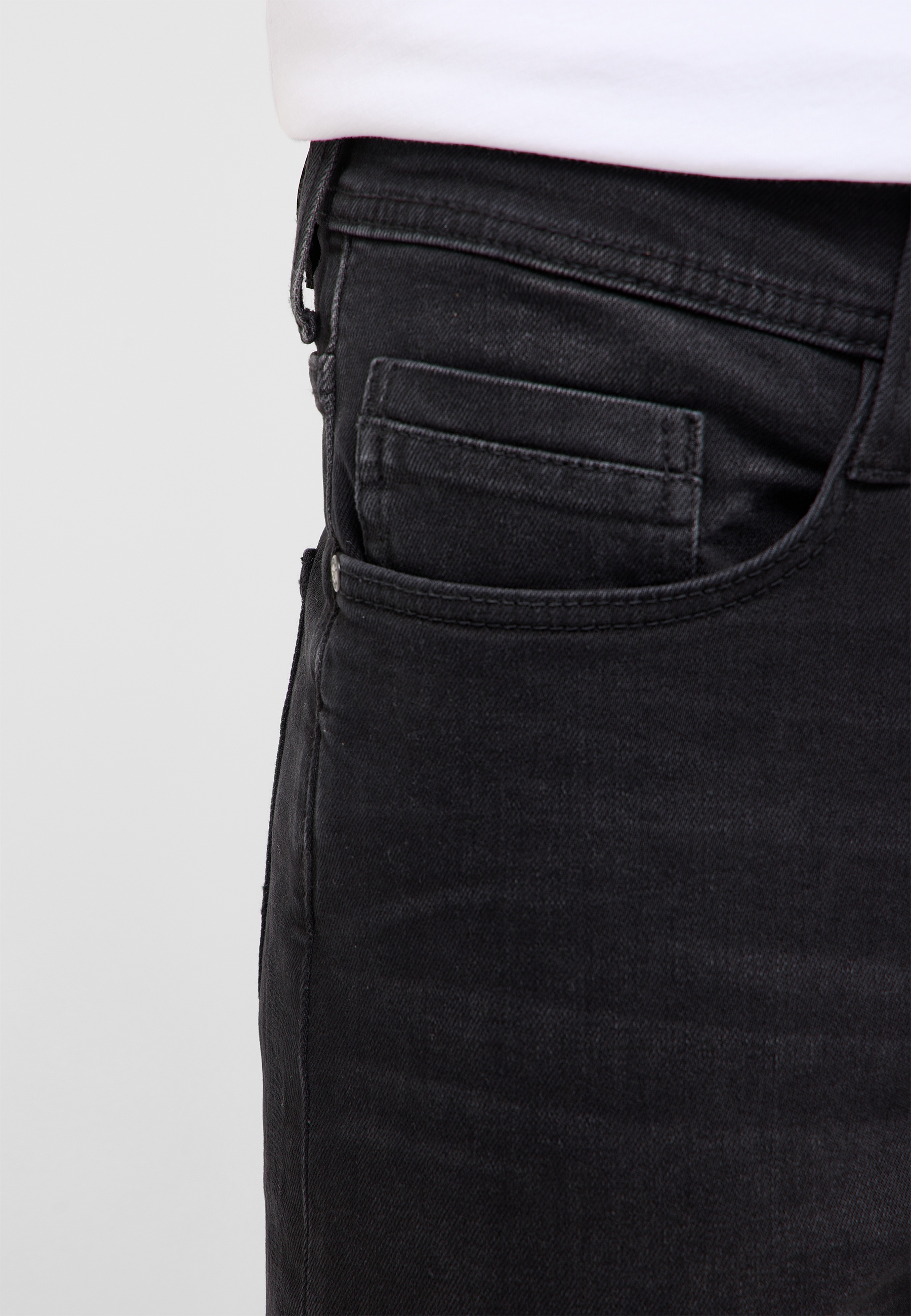Hose, Jeans, Gürtelverschluss, Gürtelschlaufen, schwarz