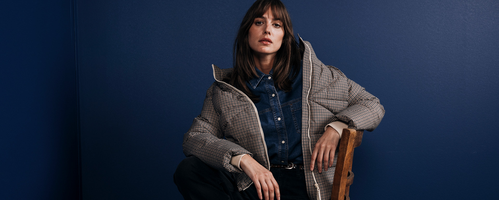 Jacke, Karomuster, Denimshirt, Blau, Oberbekleidung