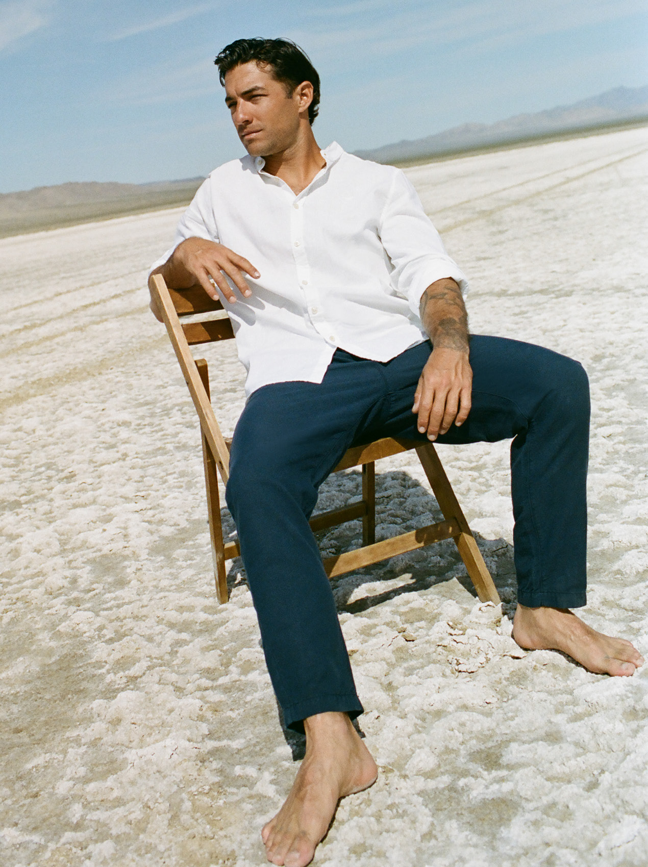 Hosen, Person, Sitzend, Strandmode, Mann
