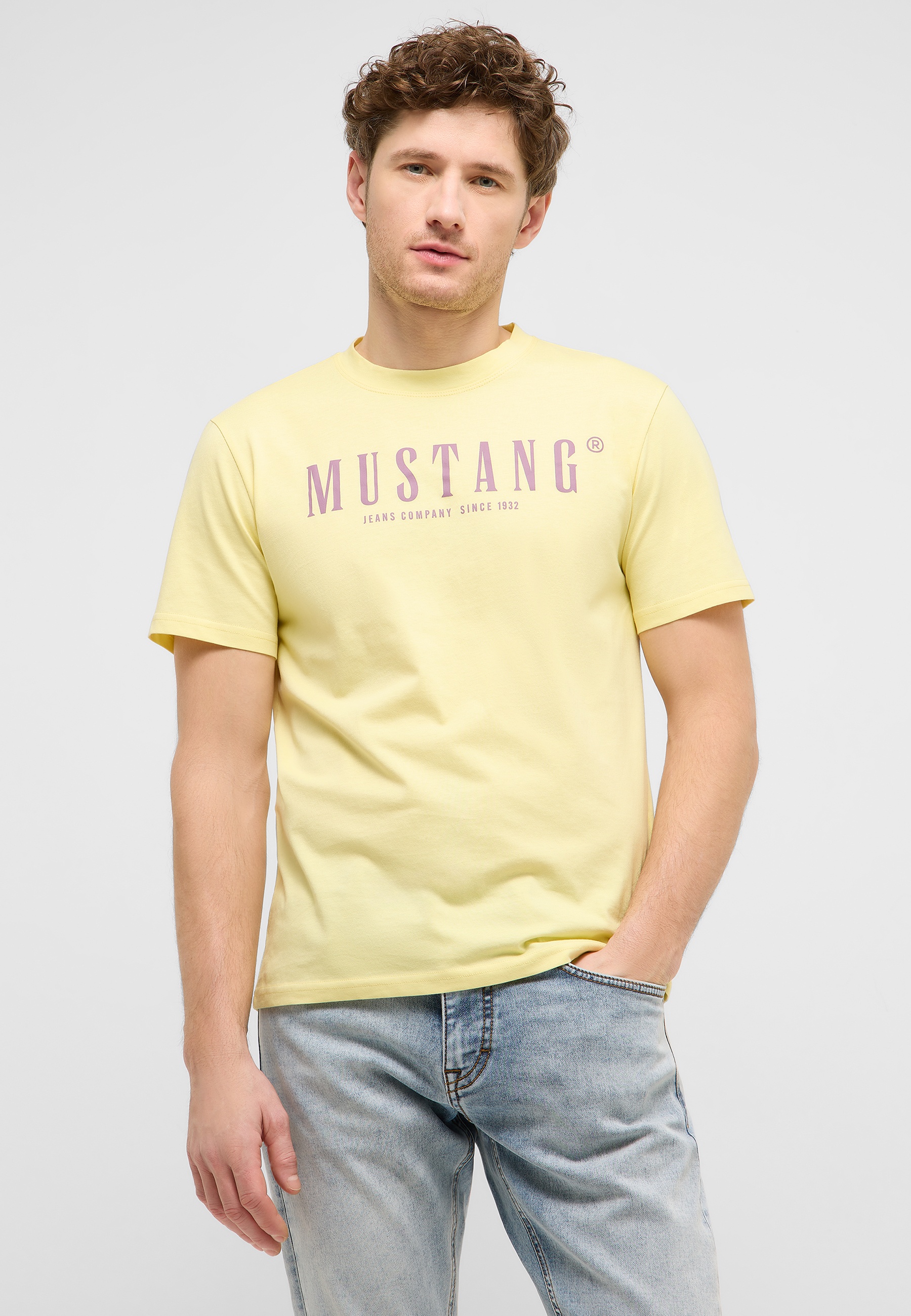 T-Shirt, Gelb, Rundhalsausschnitt, Grafiktext, Casualwear