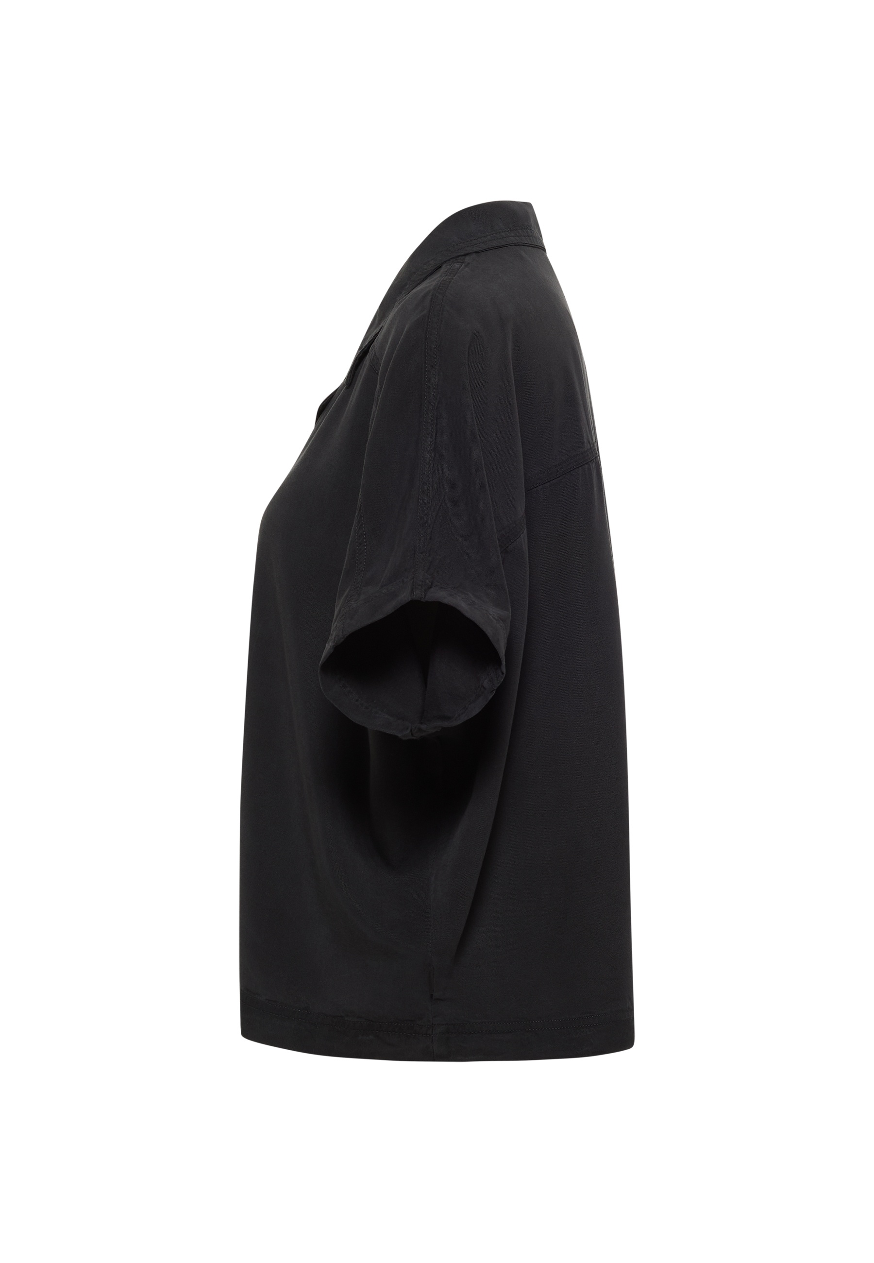 schwarz, kurzarm, T-Shirt, Rundhals, Basisoberteil