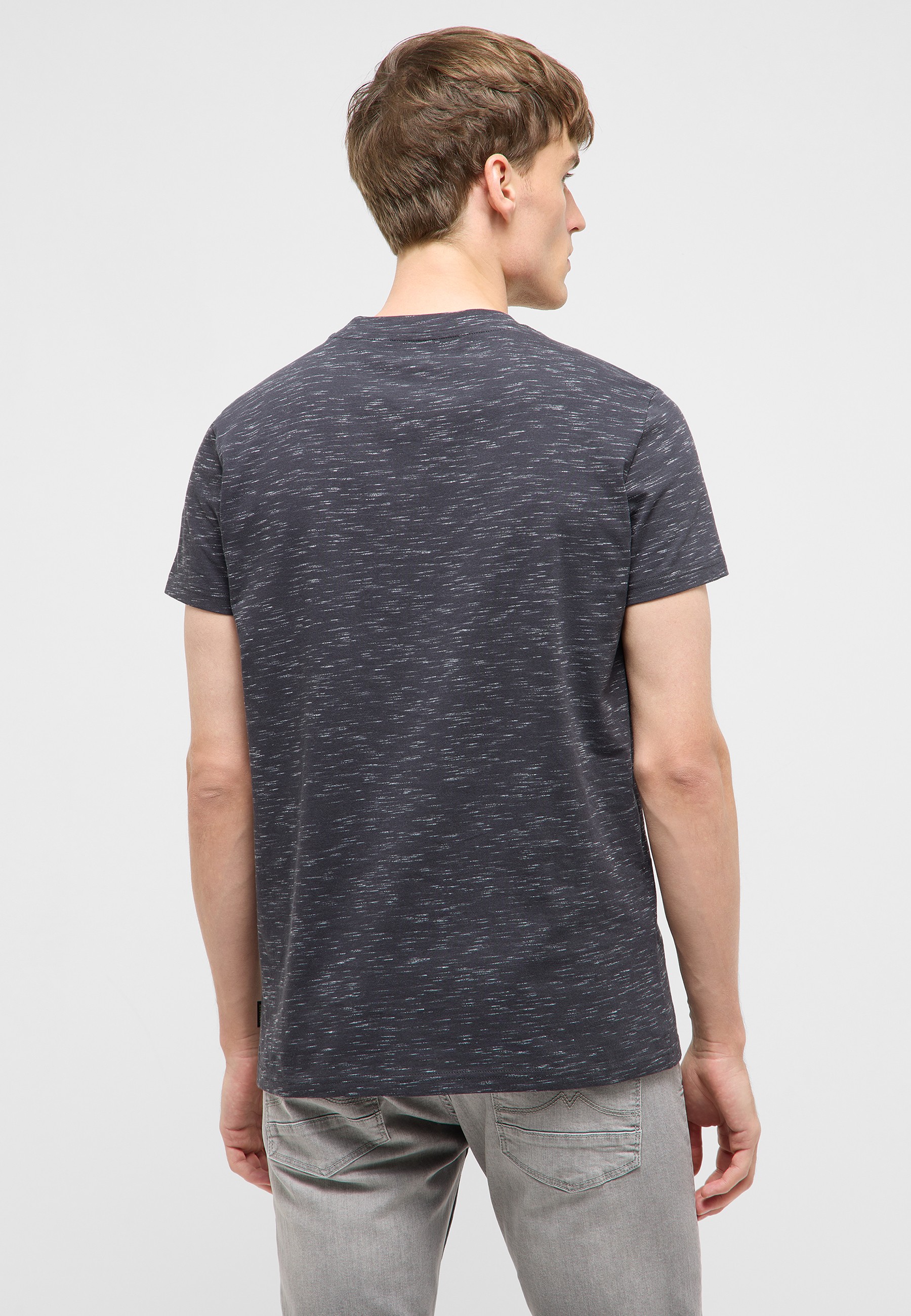 T-Shirt, Rundhals, Kurzarm, Hämatitfarben/Mehlgrau, Grau