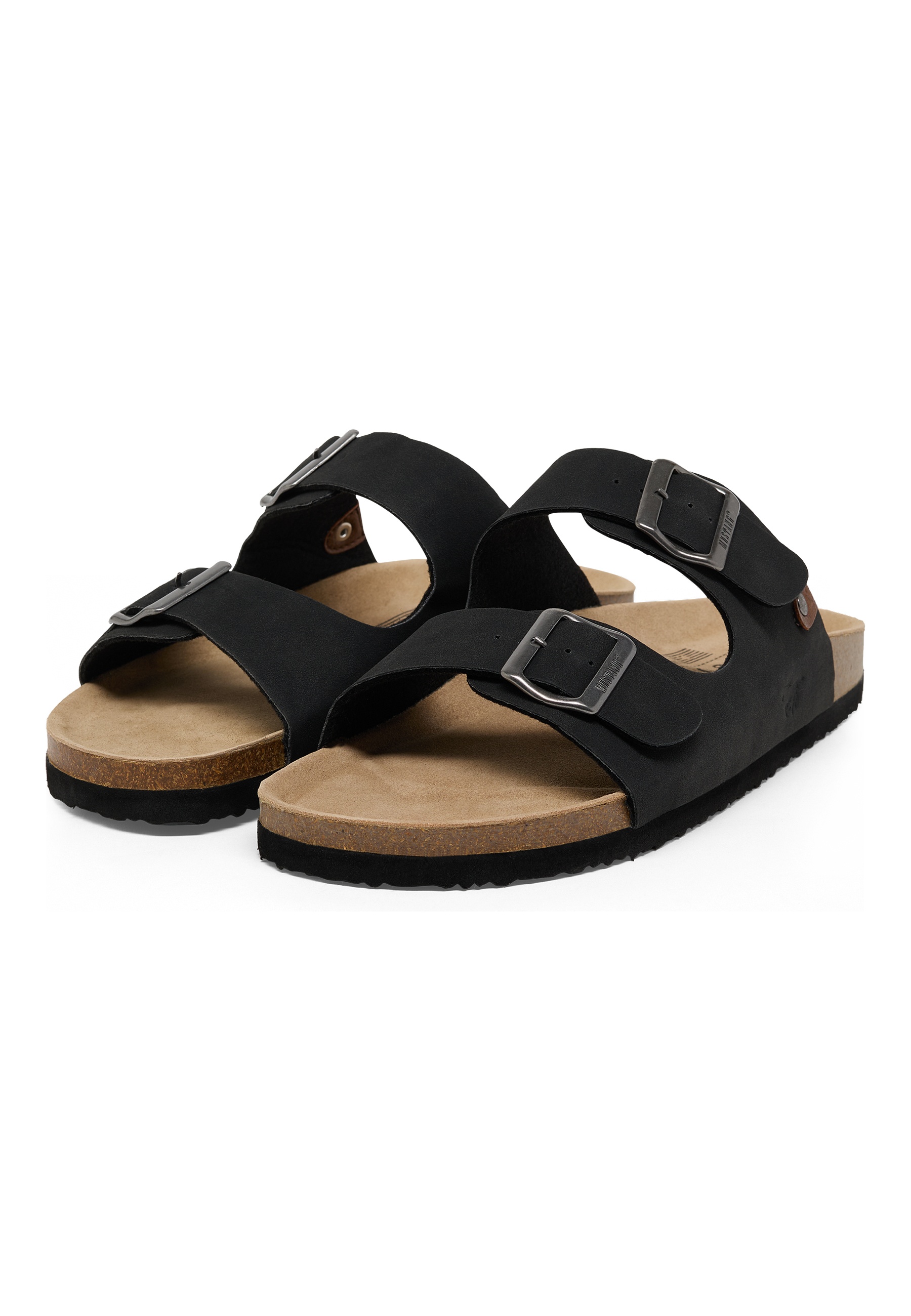 Sandalen, Zwei-Band, Gummisohle, Schwarz, Korksohle