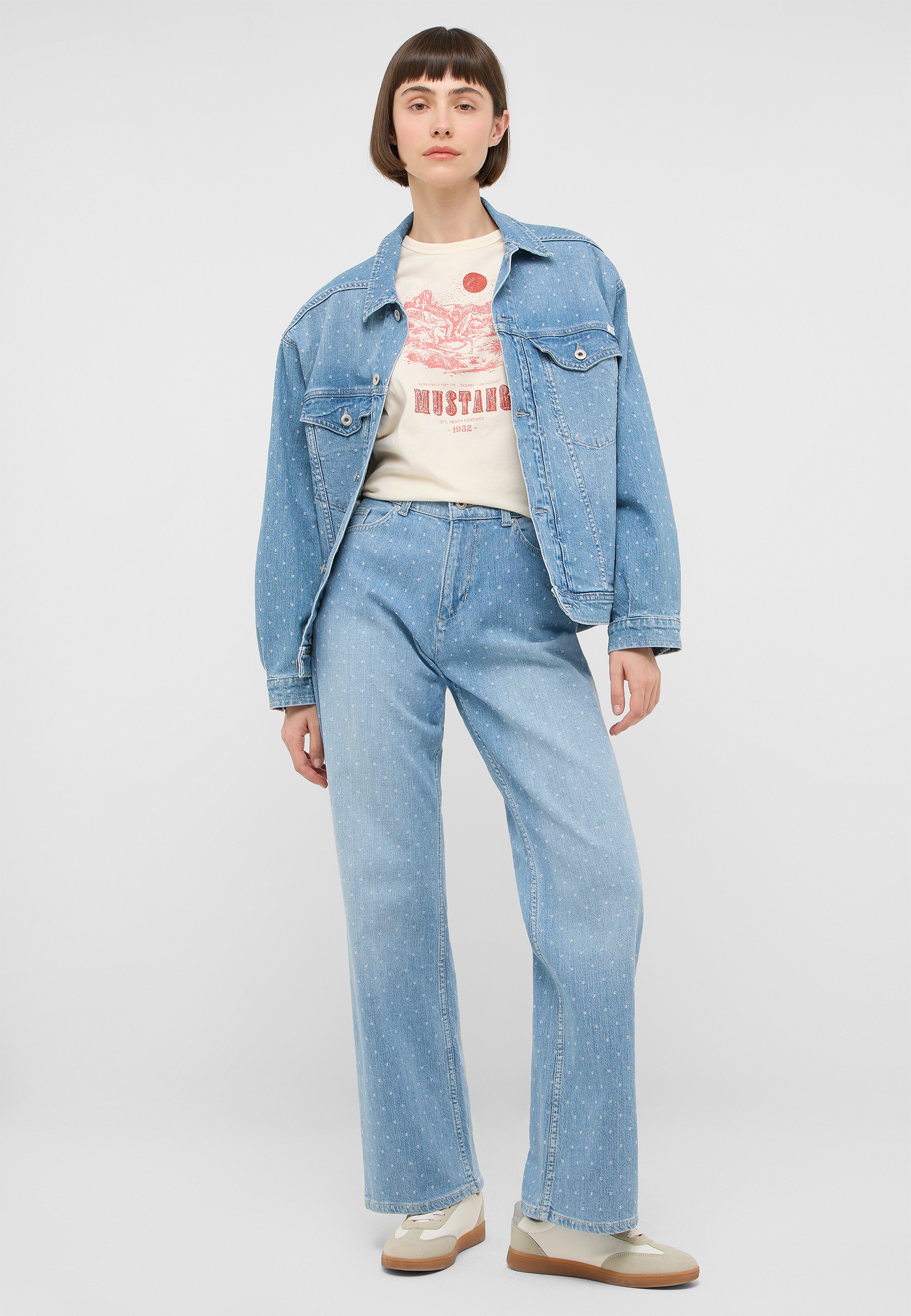 jeansjacke, jeans, denim, nadelpunktmuster, hosenanzuglook