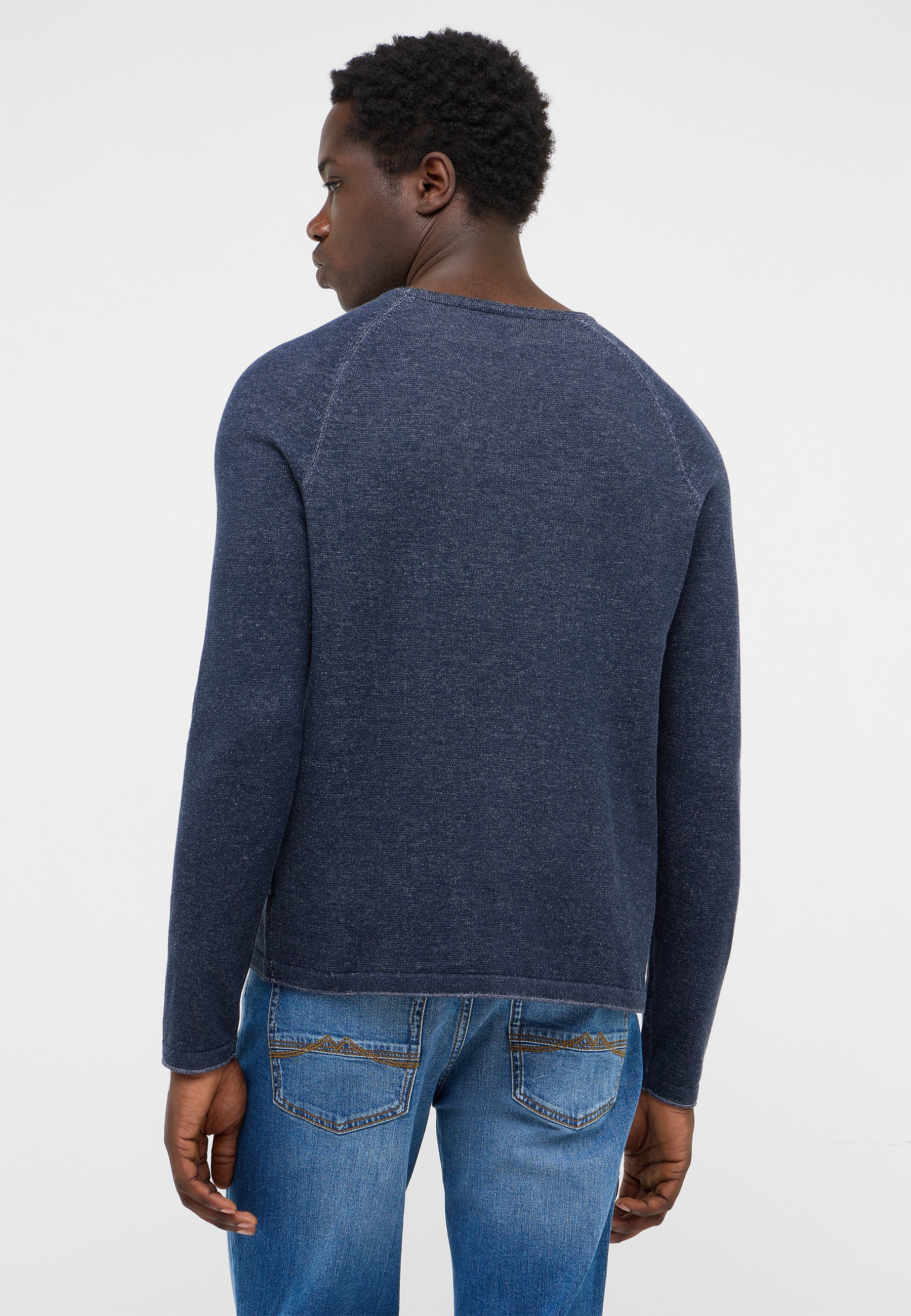 pullover, sweater, crewneck, denim, blue