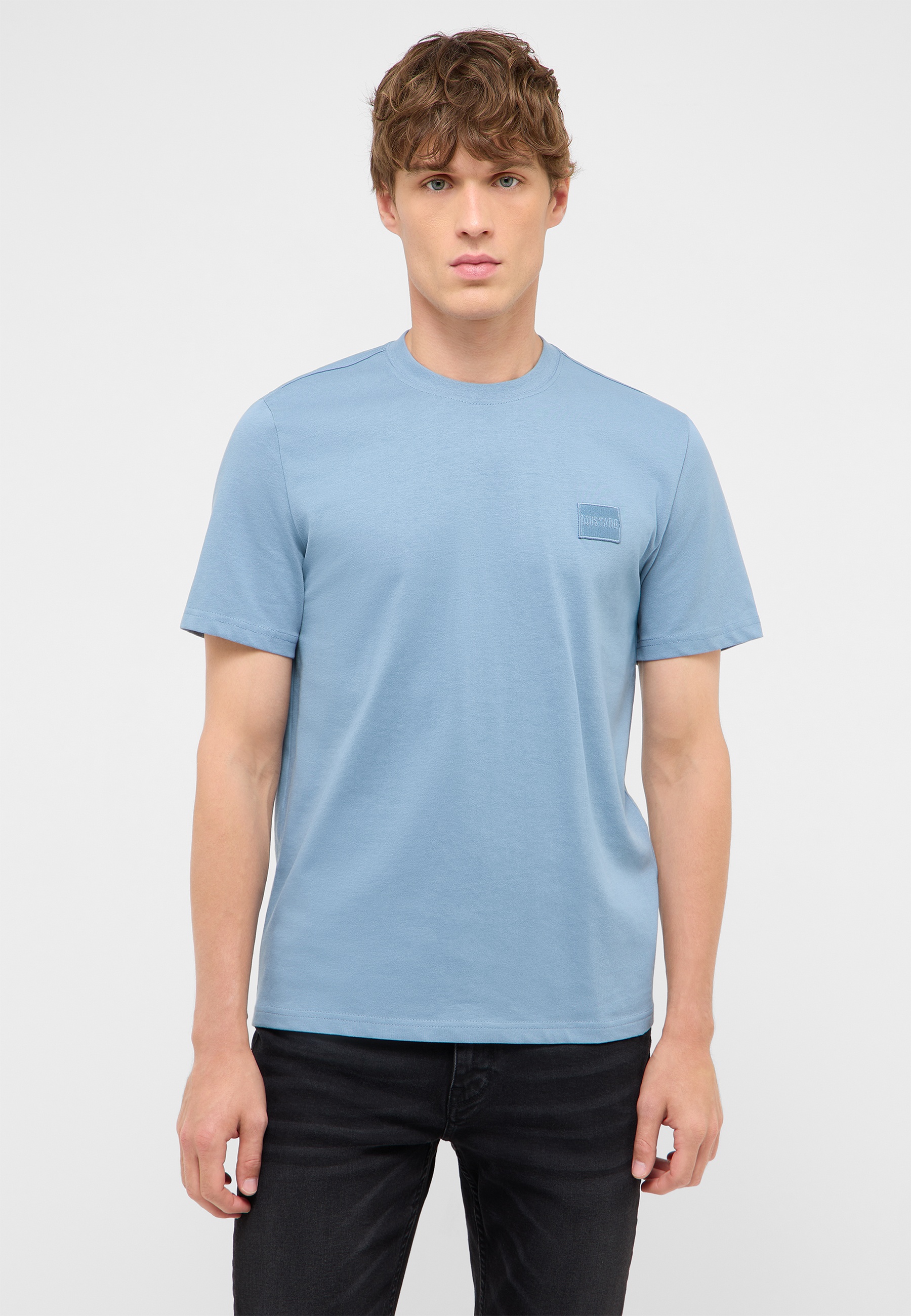 t-shirt, kurzarm, uni farbe, hellblau, rundhals