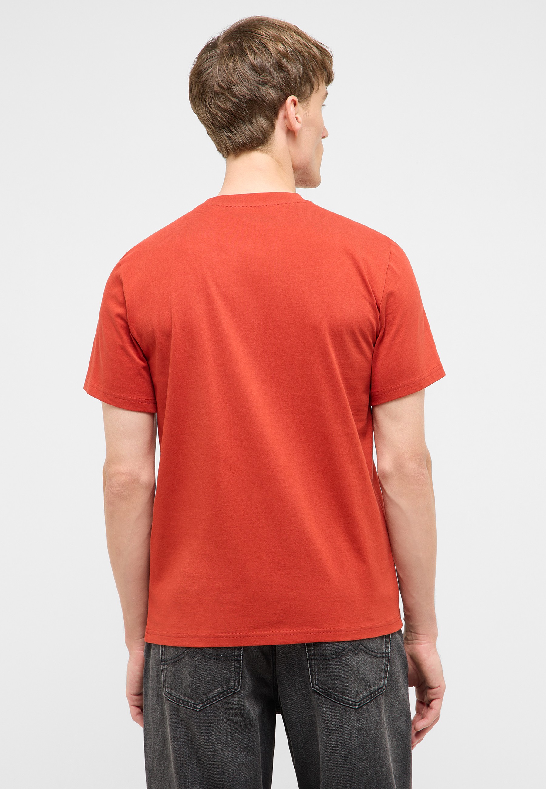 T-Shirt, Rundhals, Kurzarm, Olivabräune, Einfarbig