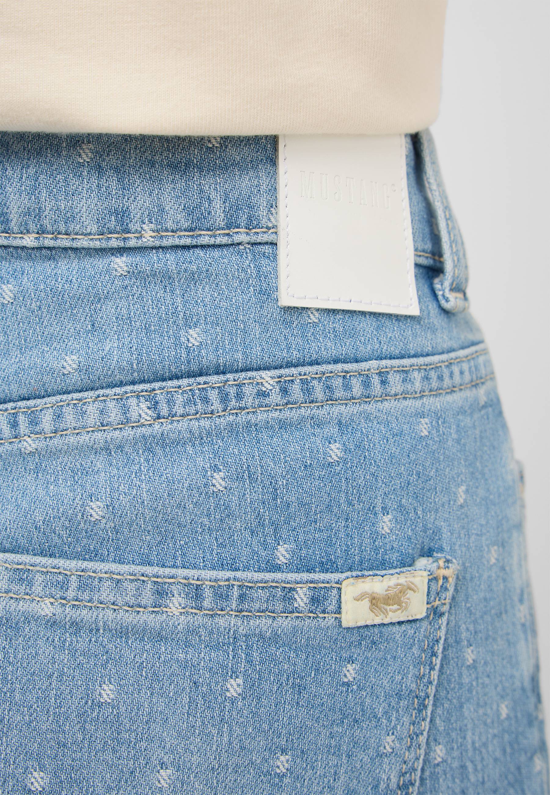 Jeans, Denim, Polka dot, Heller Gürtel-Tag, Rückseite Tasche