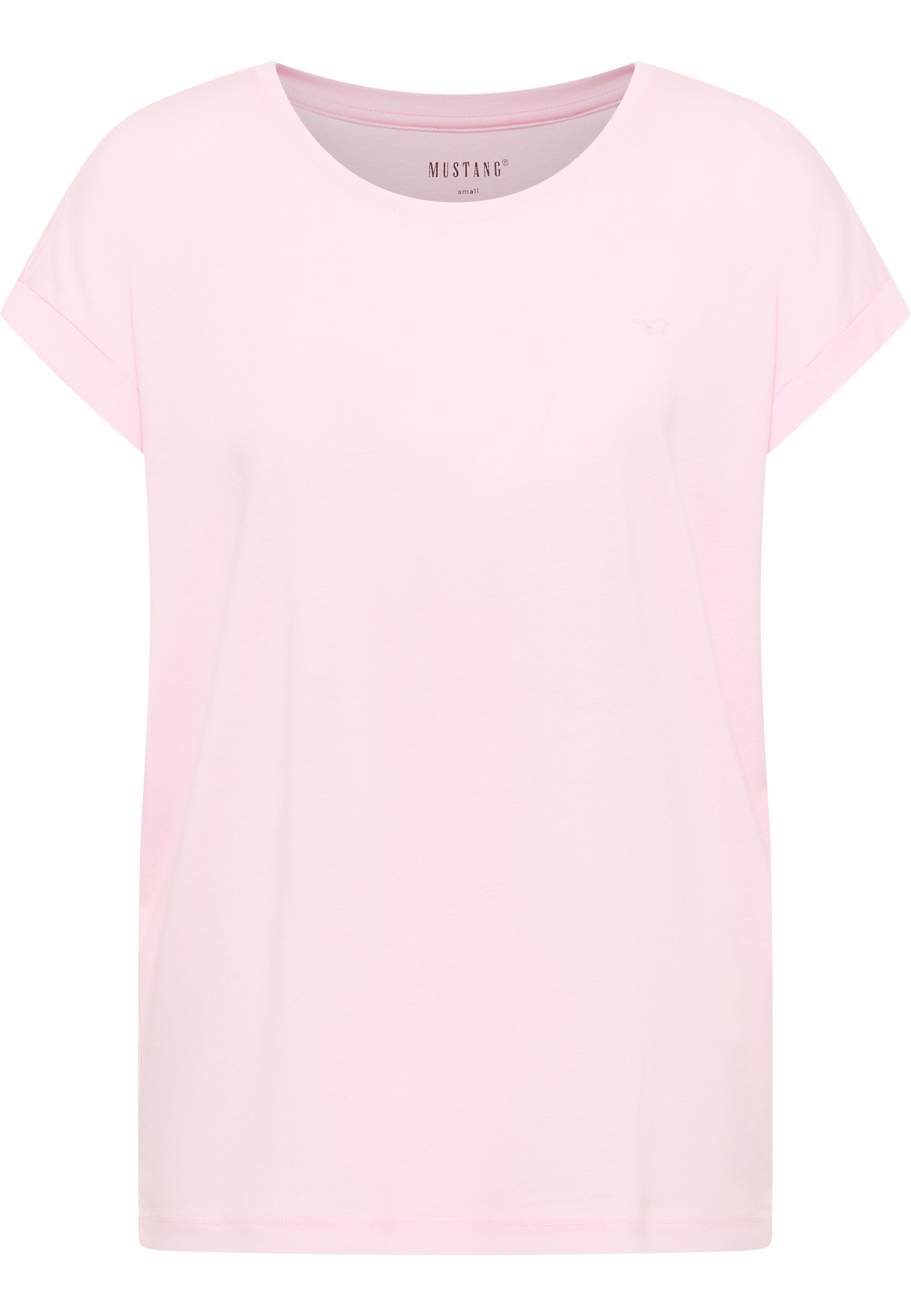 T-Shirt, pink, Kragenlos, Kurzärmlig, unifarben