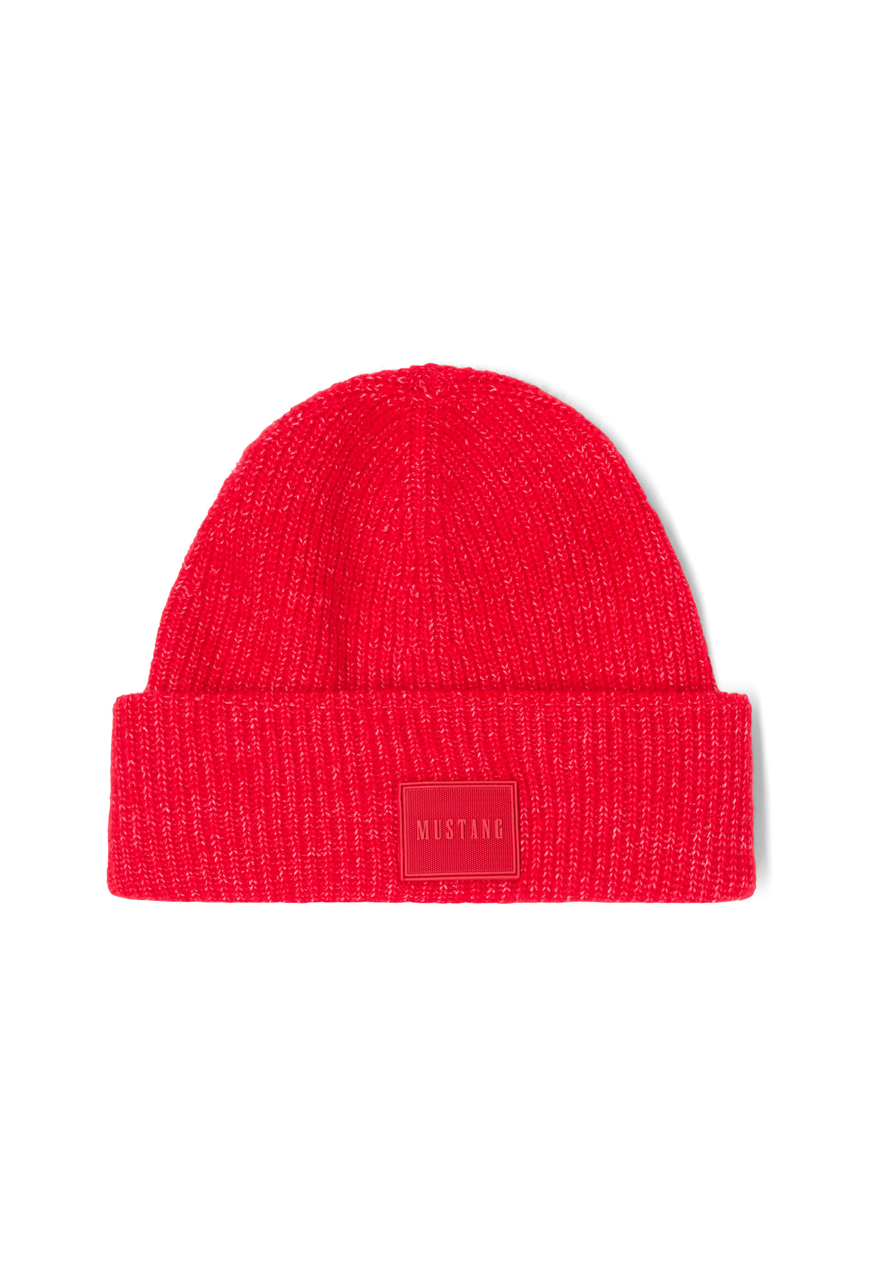 Beanie, Mütze, Rot, Strick, Kleines Patch