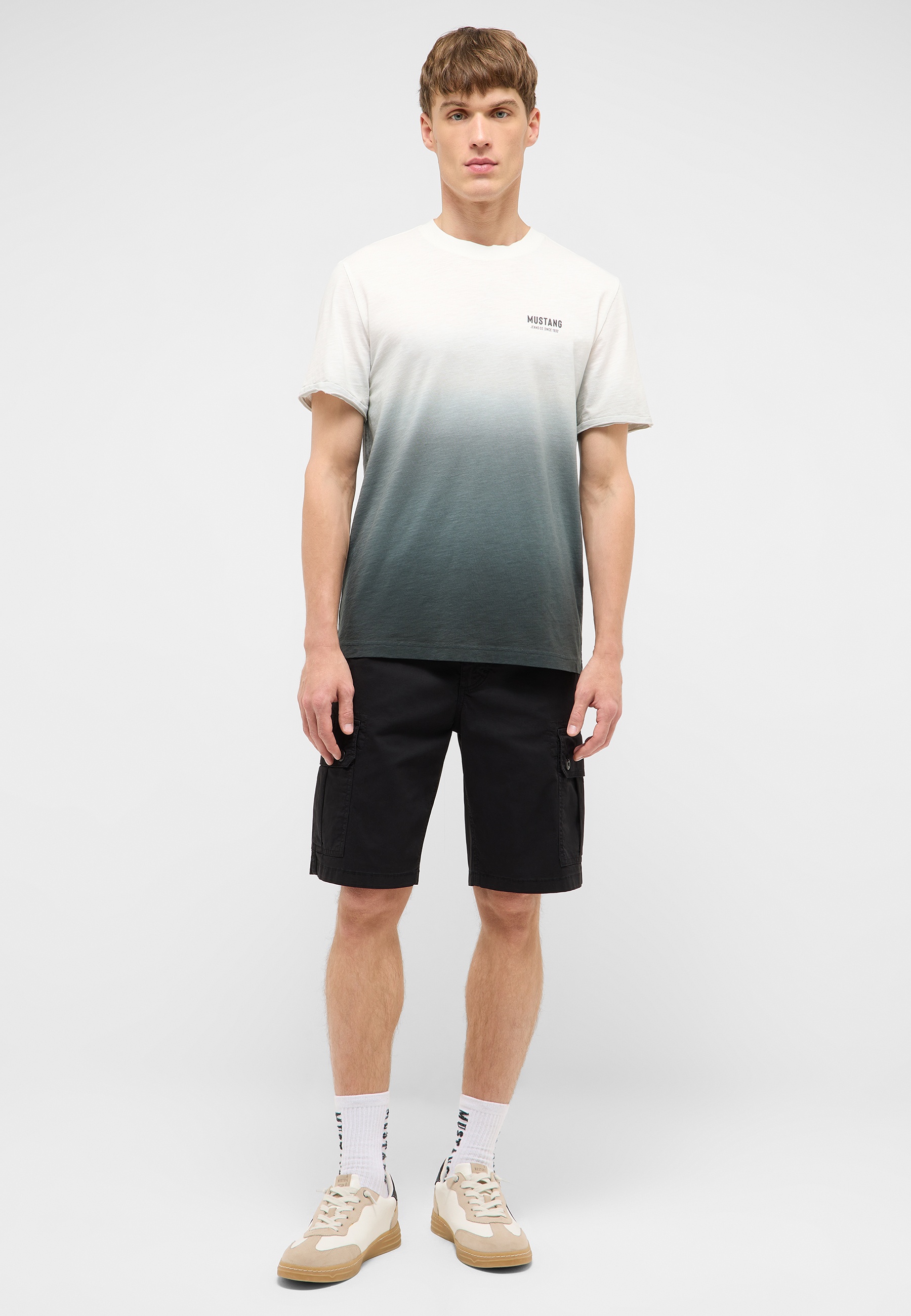 T-Shirt, Ombre, Gradient, Kurzarm, Cargo-Shorts
