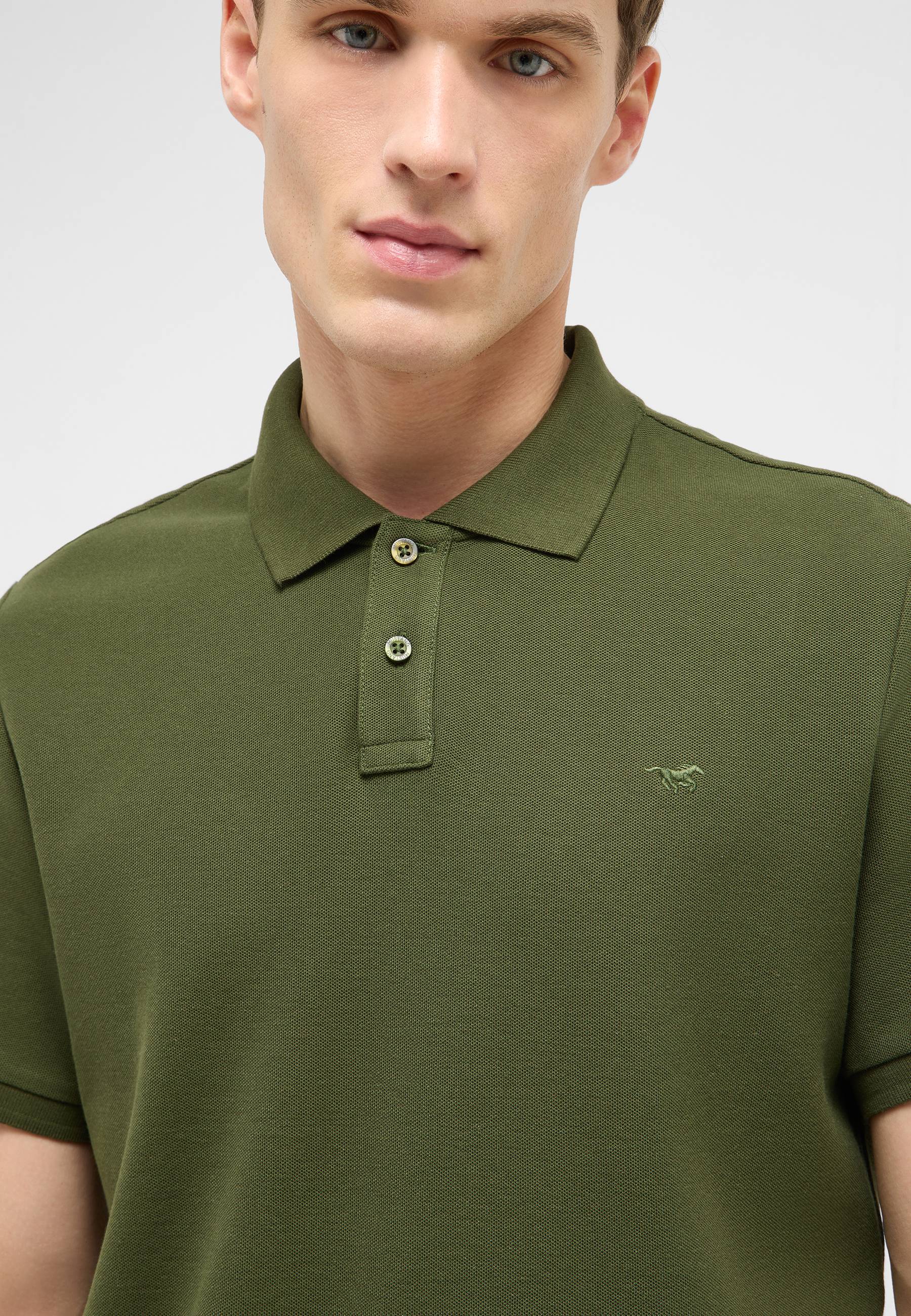 polohemd, olivgrün, kurzarm, polo polo, kleines logo