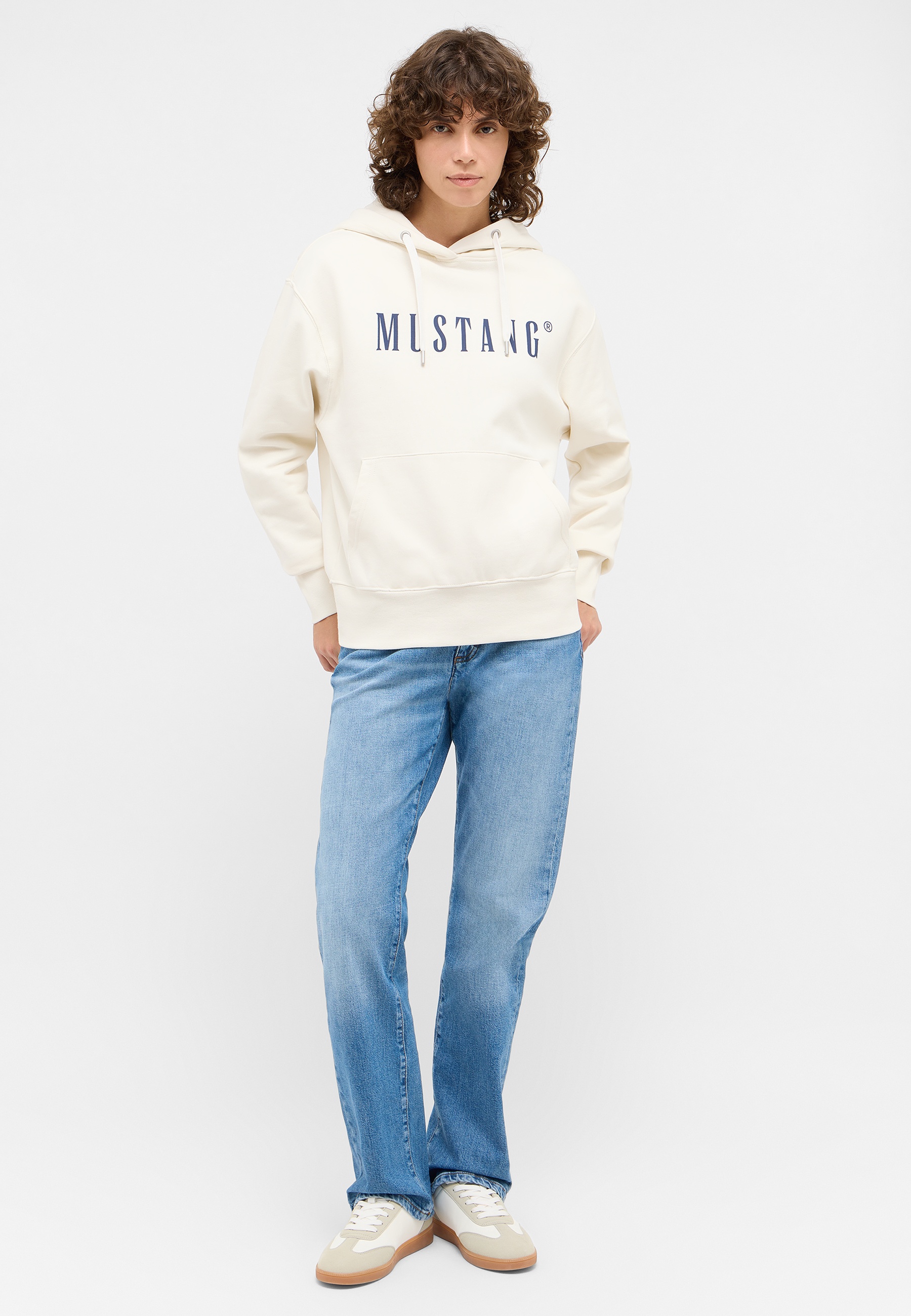 hoodie, sweatshirt, creme, logo-graphic, kangaroo-pocket