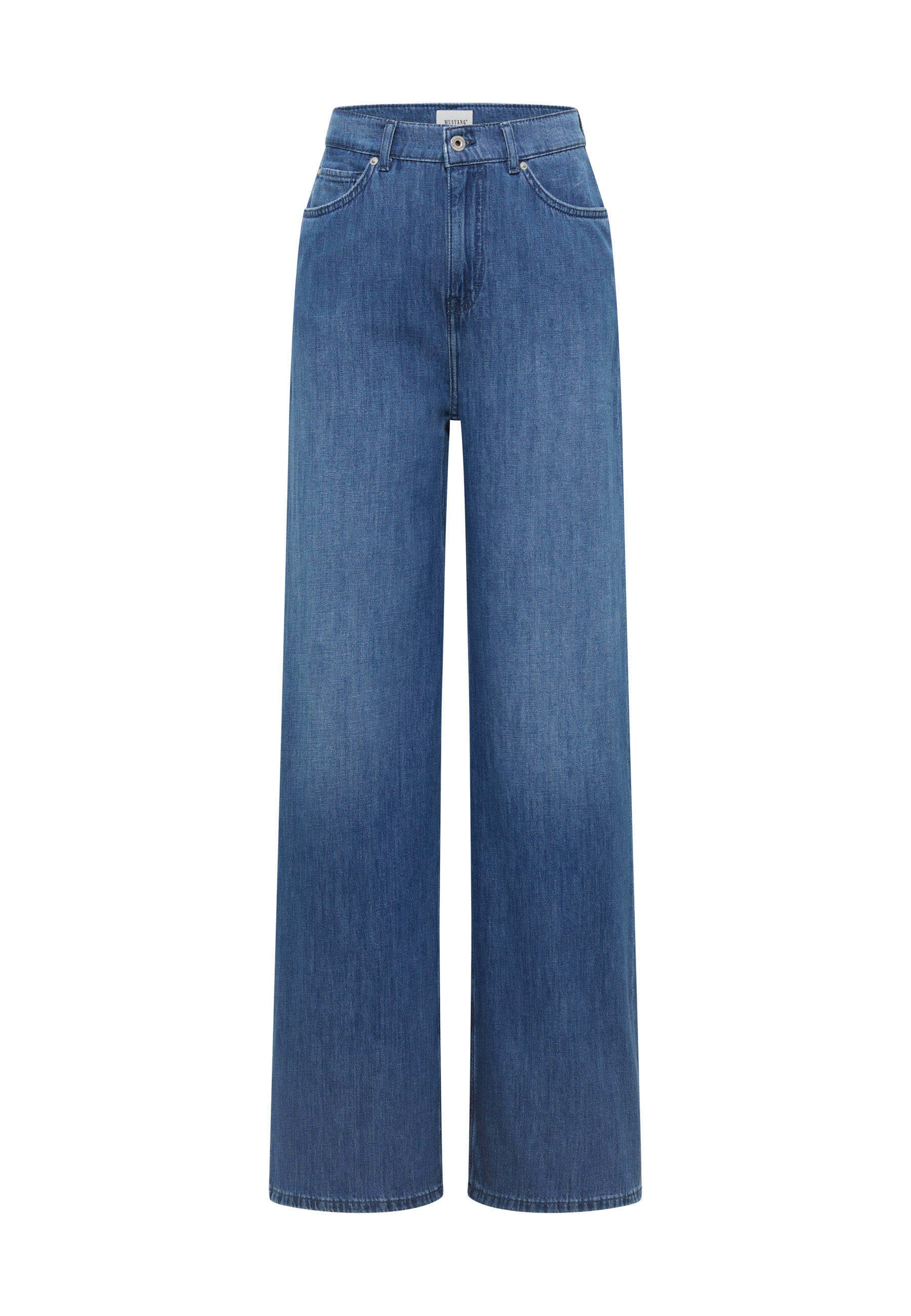 Jeans, Weit geschnitten, Hohe Taille, Denim, Blau