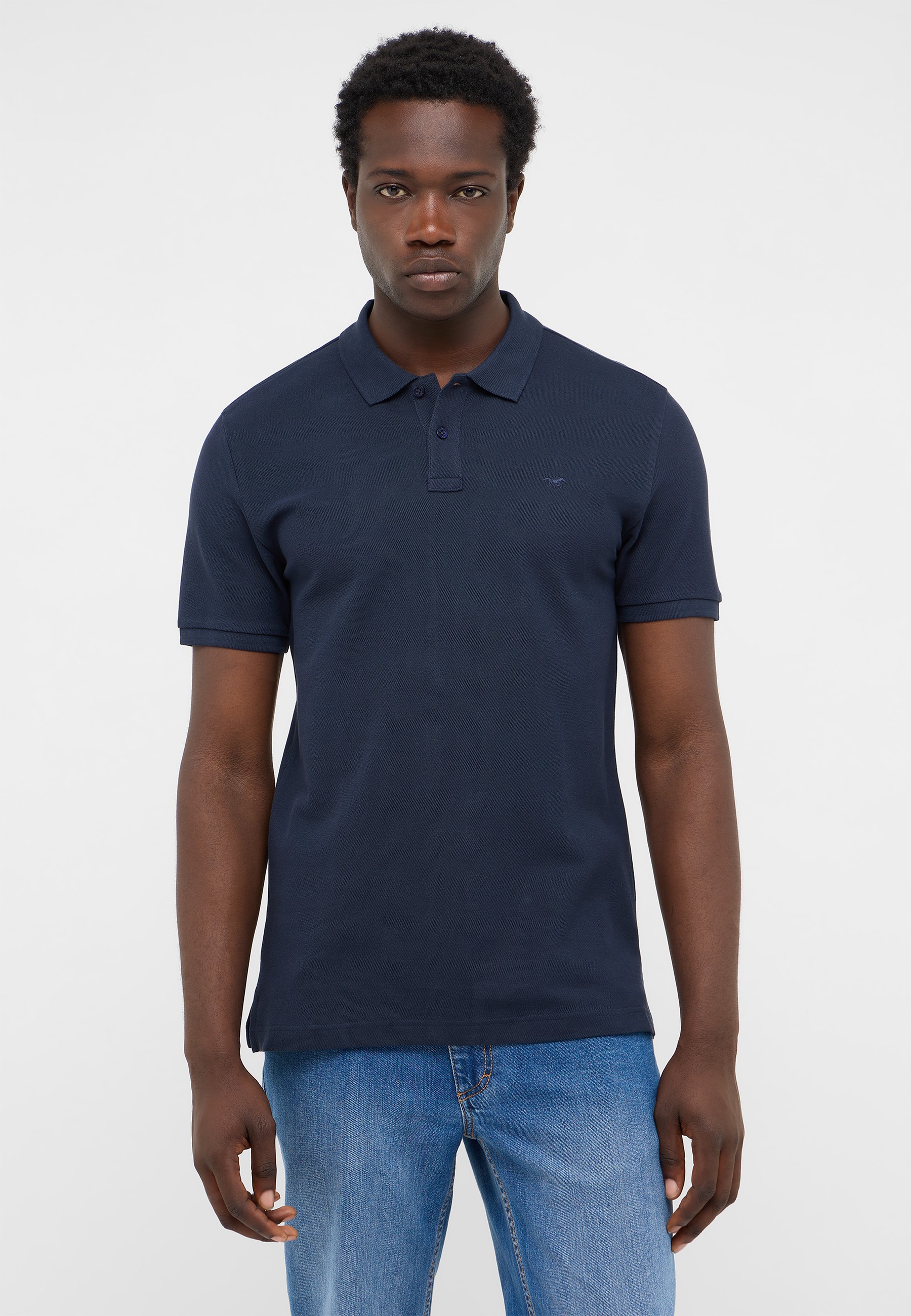 Polohemd, Navy Polo, Kurzarm, Baumwolle, uni