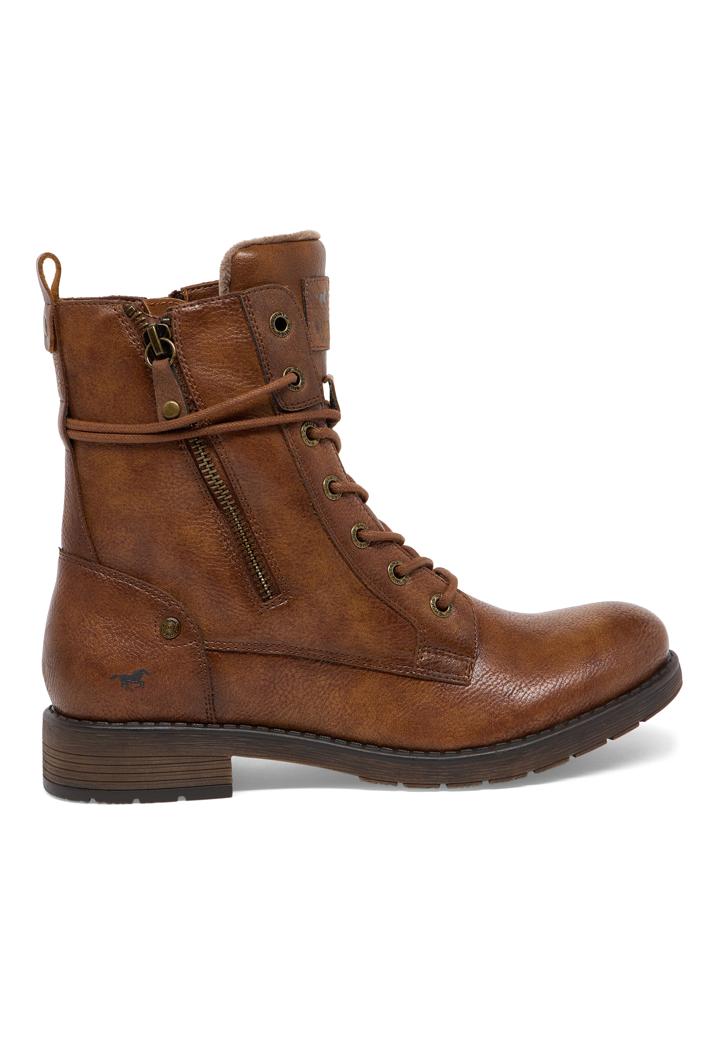 Stiefel, Lederstiefel, Military-Stiefel, Reißverschluss, braun