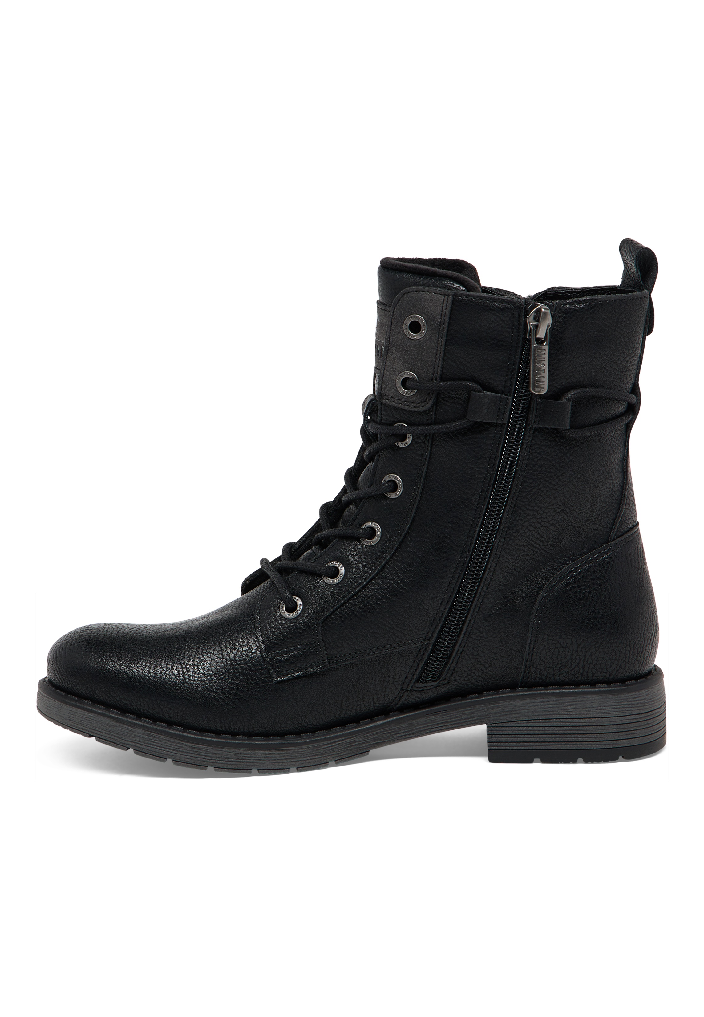 Stiefel, Lederstiefel, Schwarz, Schnürstiefel, Reißverschluss