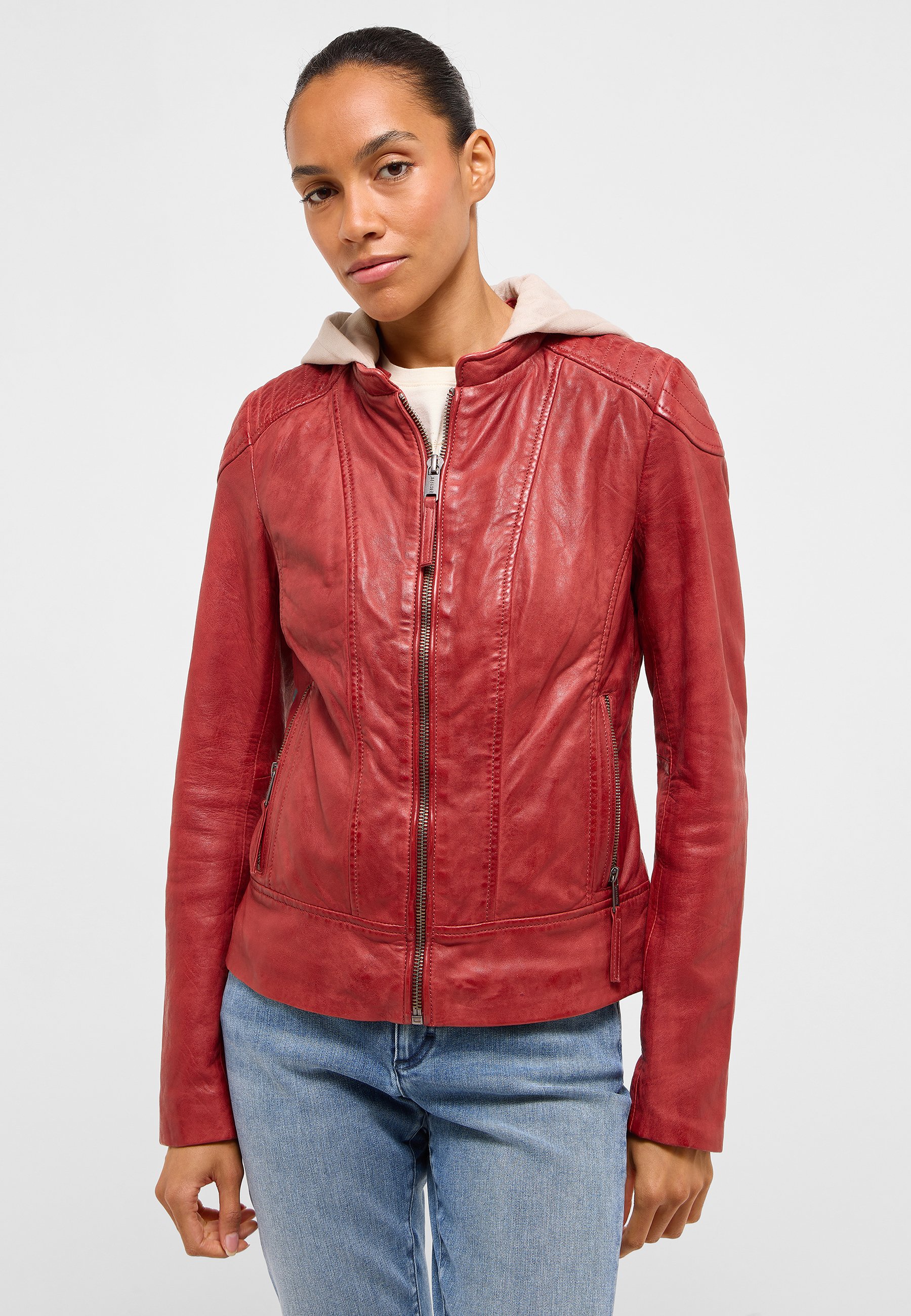 Bekleidung, Mantel, Jacke, Jacke aus Leder, Jeans