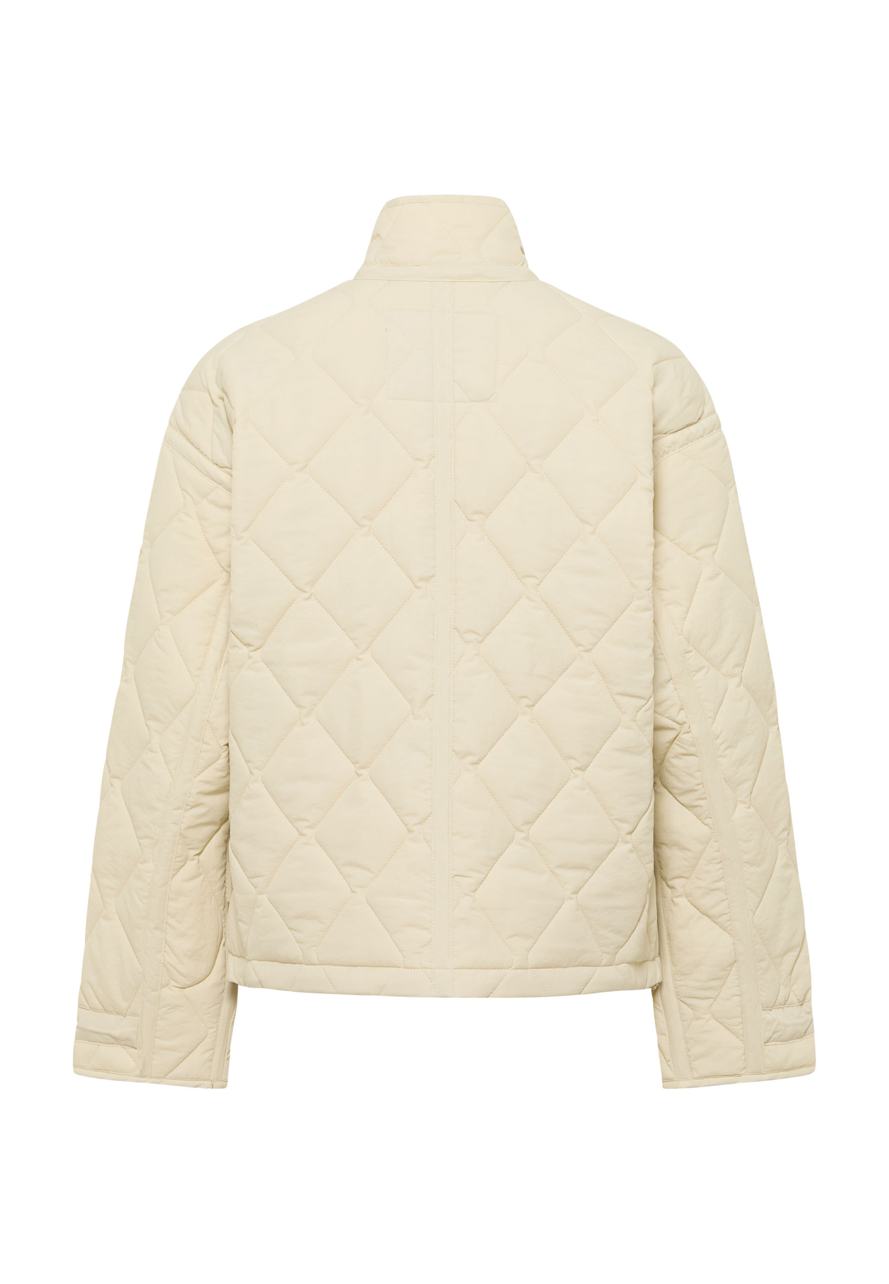 Quiltierte Jacke, Beige, Puffer, Langärmlig, Kragen