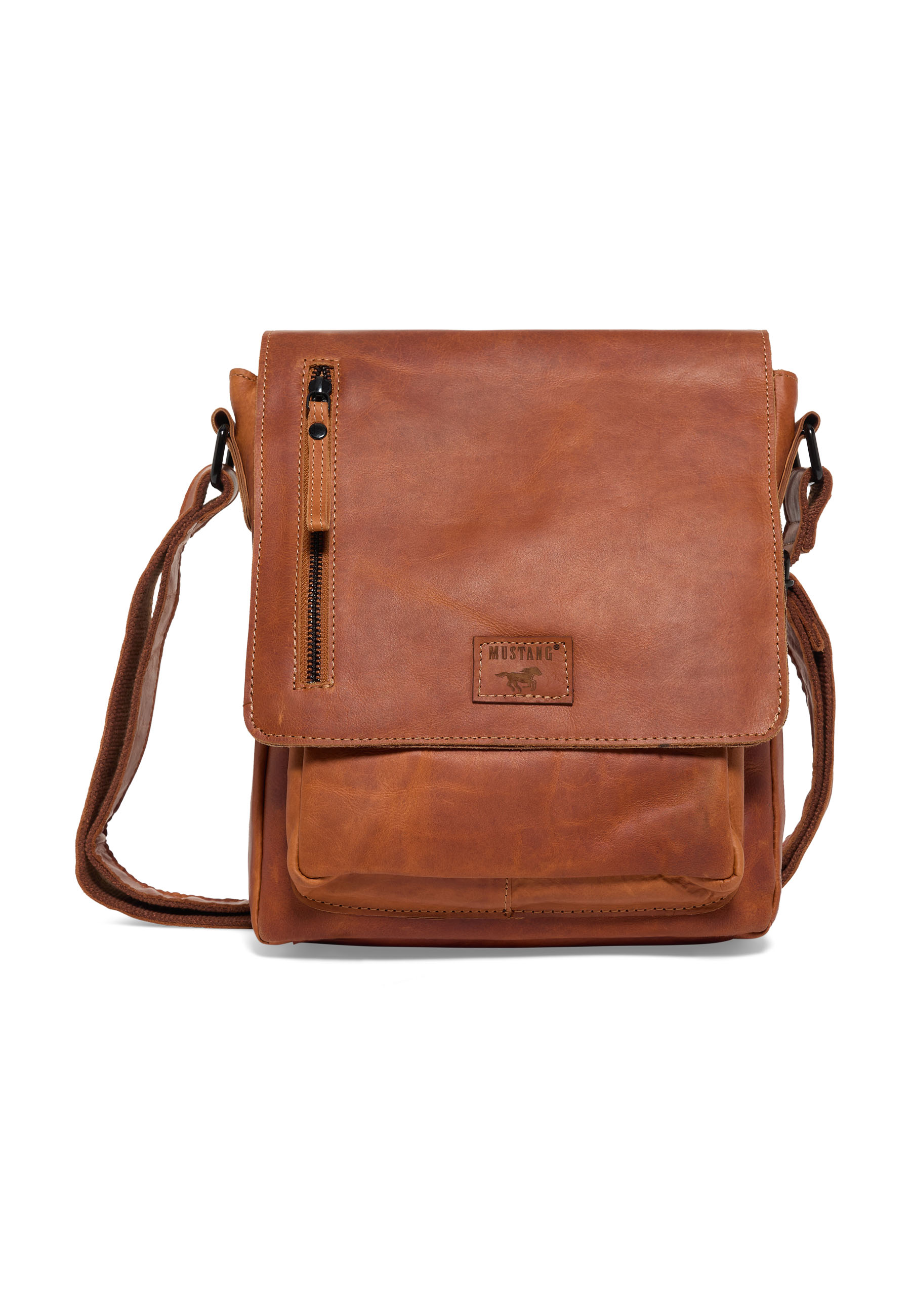 Ledertasche, Crossbody, Reißverschluss, Fronttasche, braun