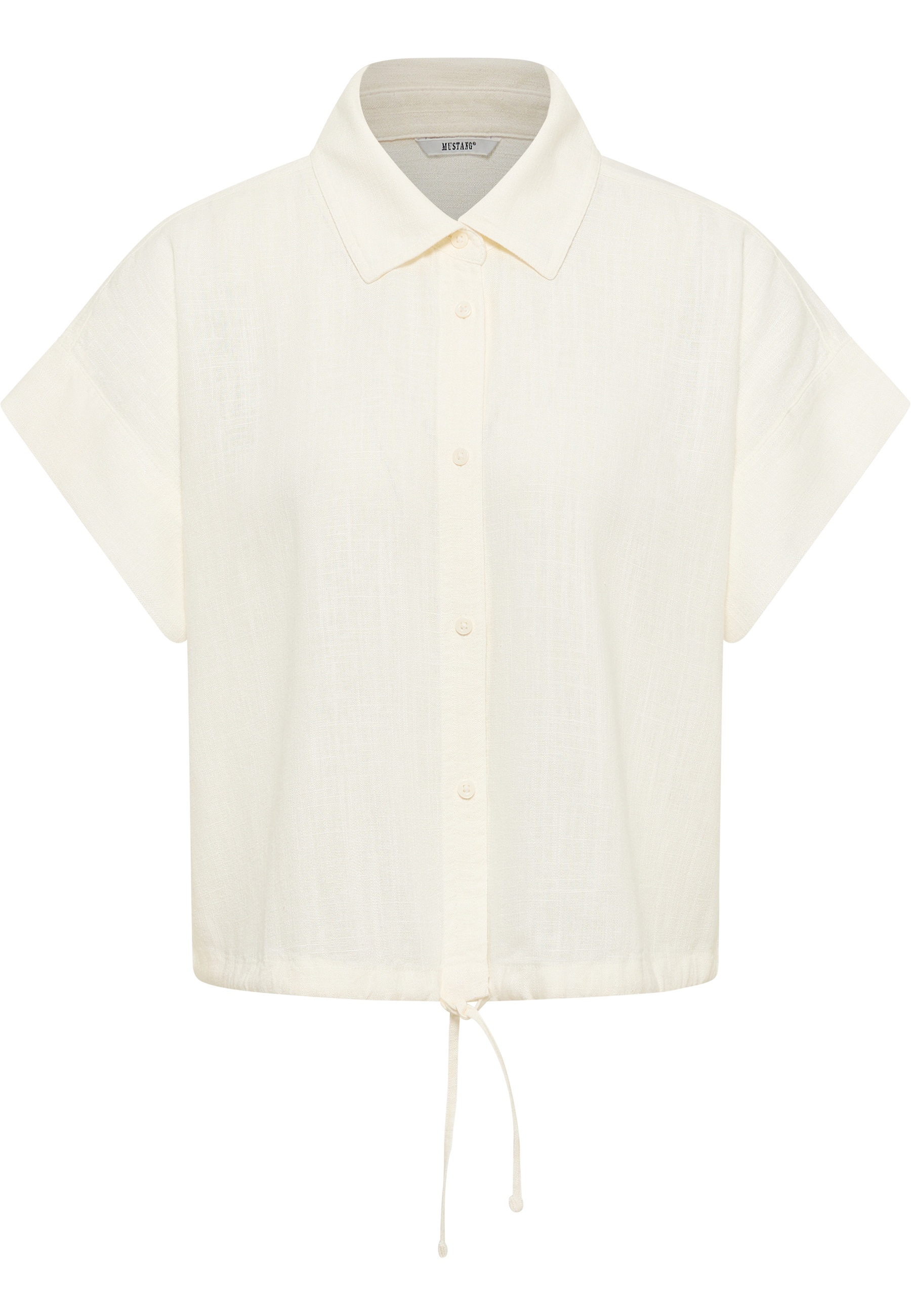 Linen shirt, Kurzarmshirt, Hemd mit Kragen, Knopfleiste, Schnürbund