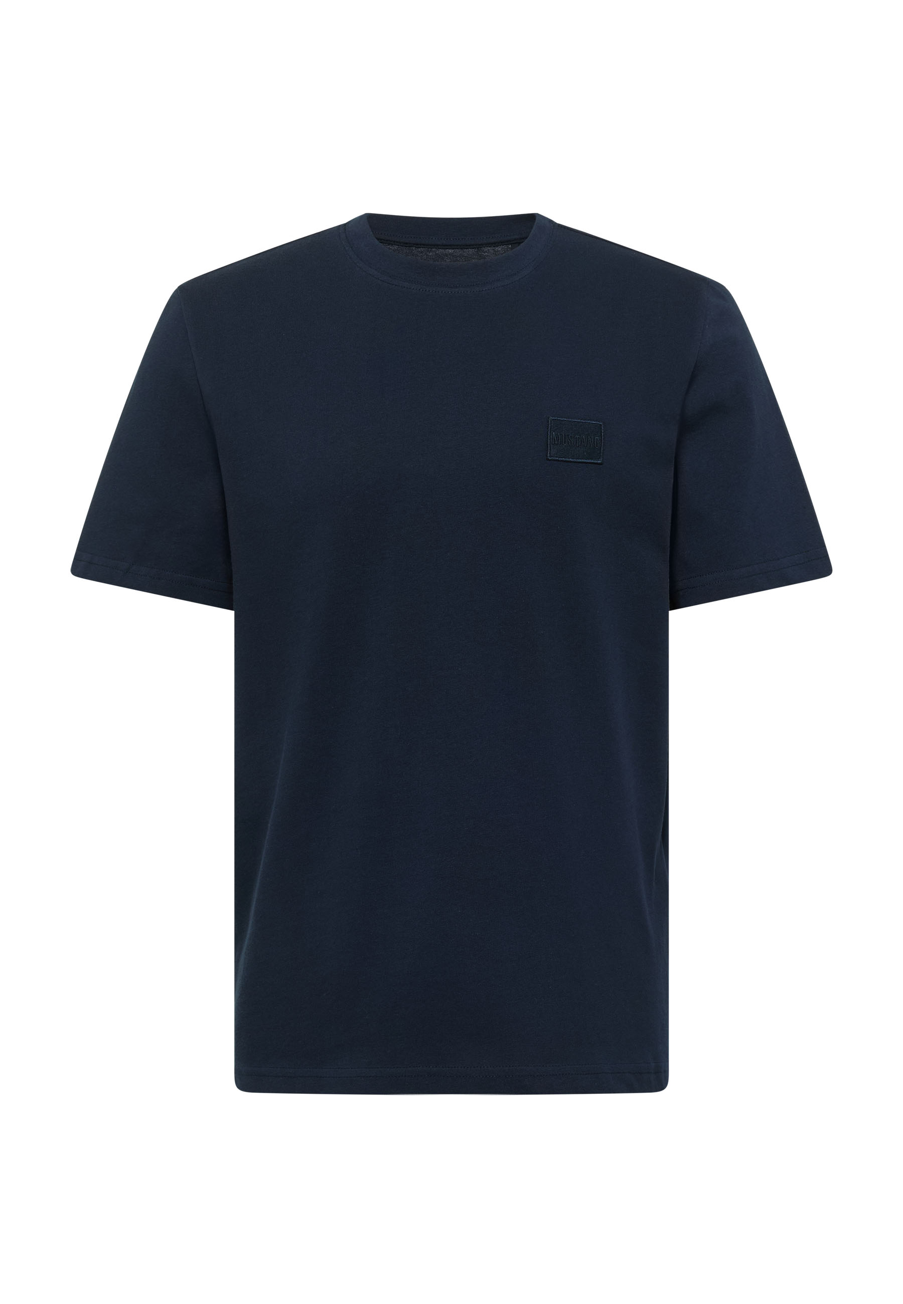 T-Shirt, Kurzarm, Navy, Baumwolle, Logoaufnäher