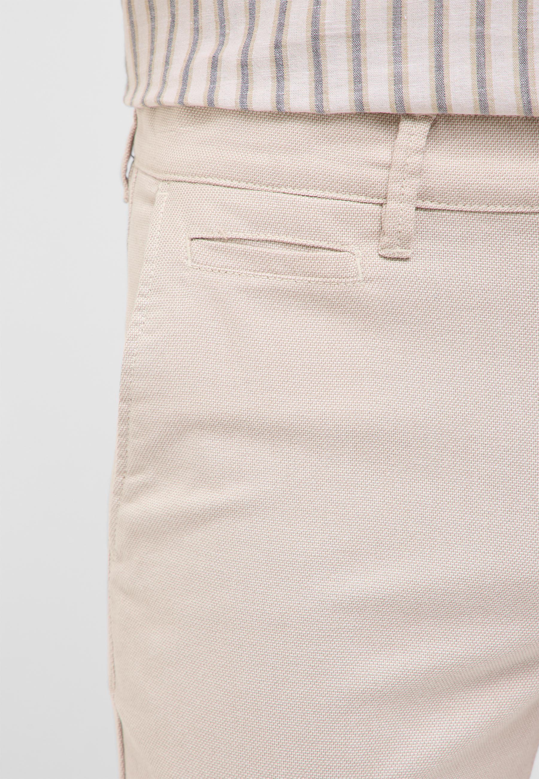 Chino, Kreppstoff, Beige, Gürtelschlaufen, Seitentasche