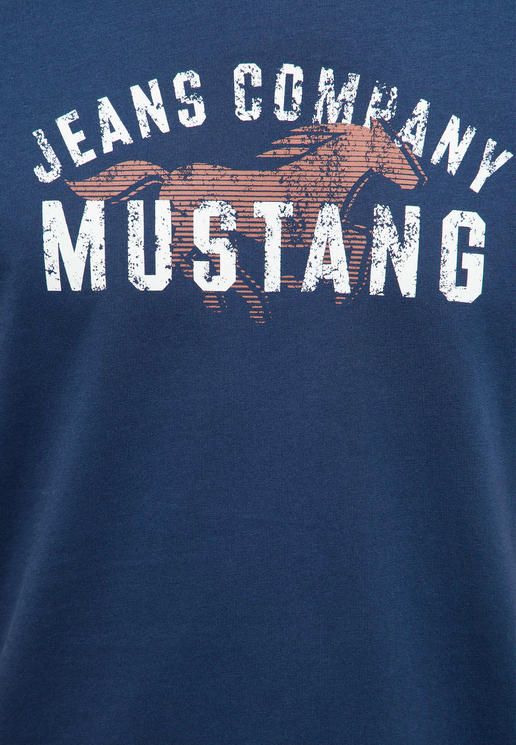 tshirt, blau, grafik, mustang, jeans