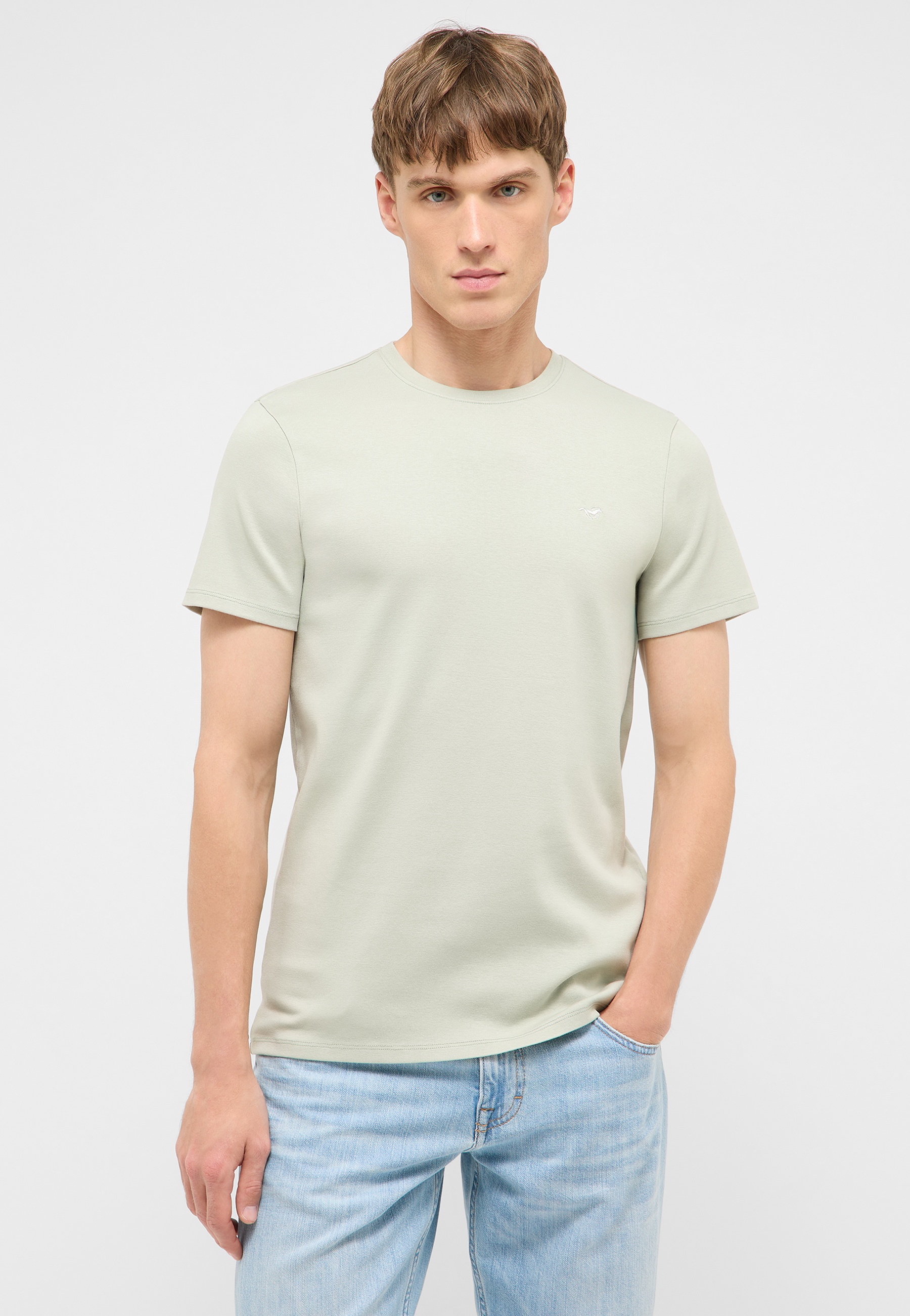 T-Shirt, Rundhalsausschnitt, Kurzarm, hellgrün, unifarben