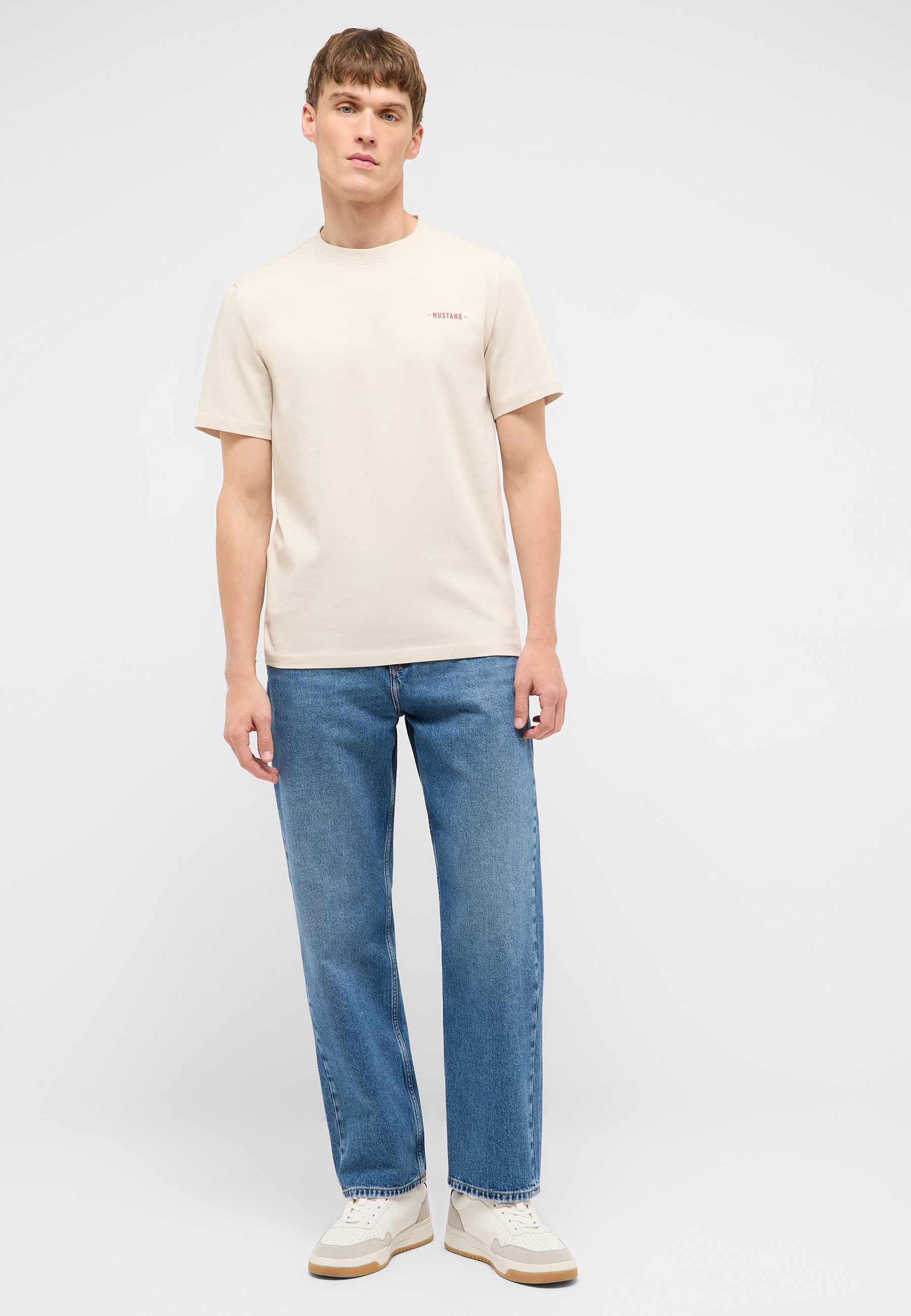 T-Shirt, Beige, Kurzarm, Rundhals, Material