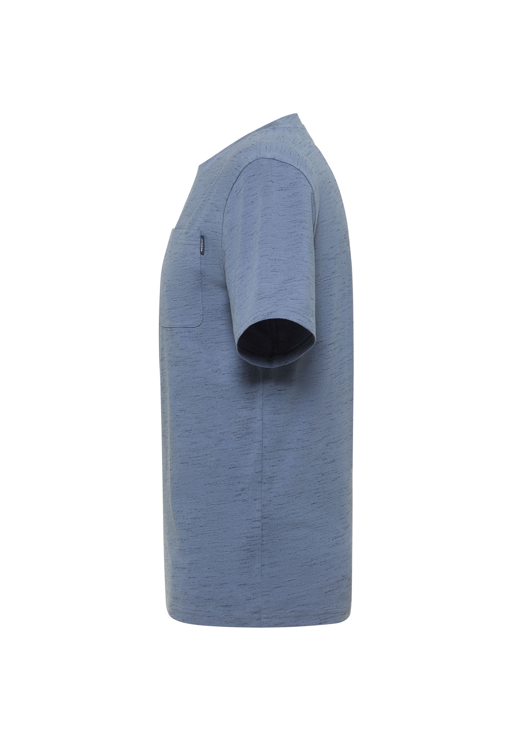 T-Shirt, Kurzarm, Rundhals, Brusttasche, Uni Blau