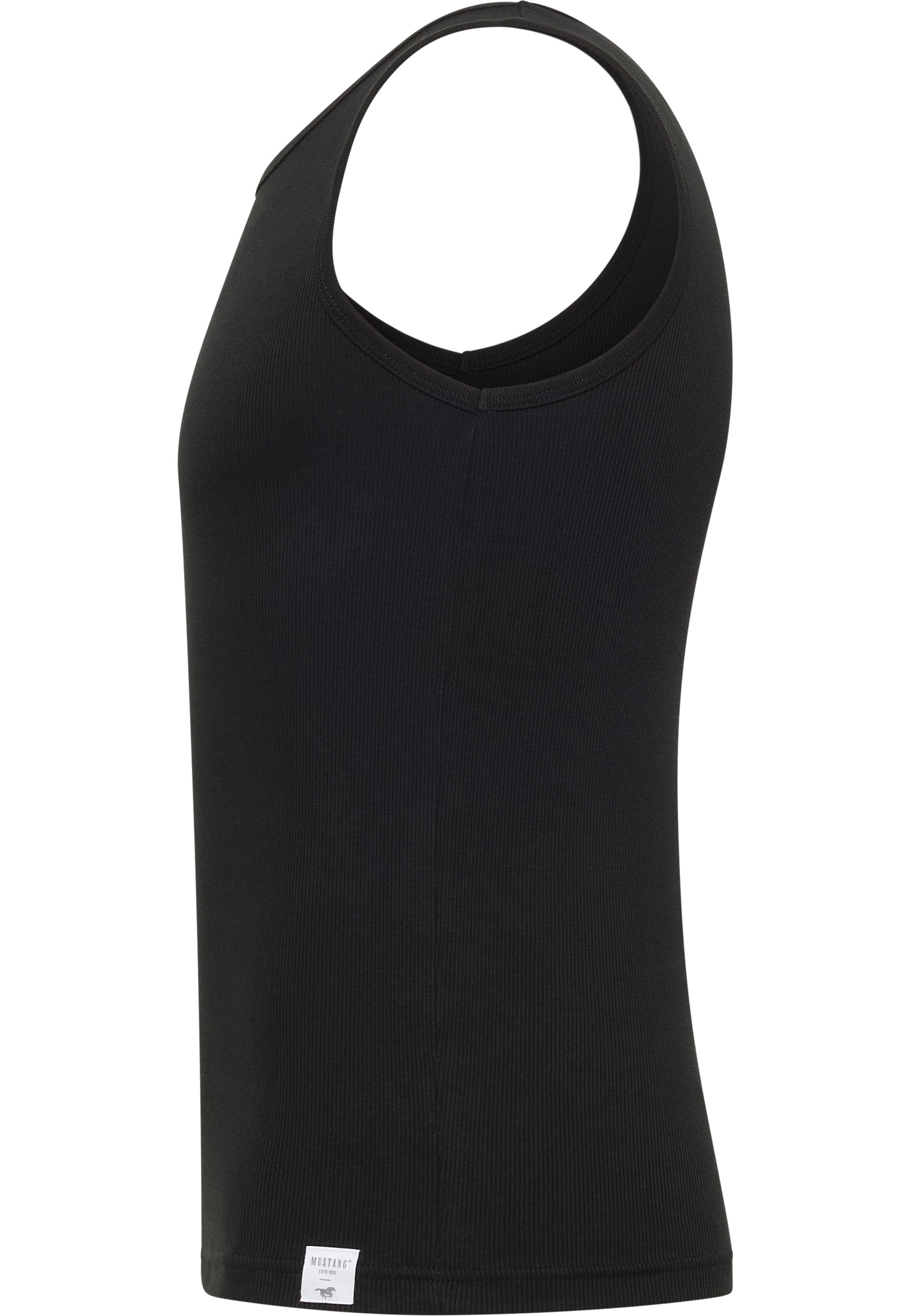 Tanktop, Schwarz, Rippenstruktur, Ärmellos, Enganliegend