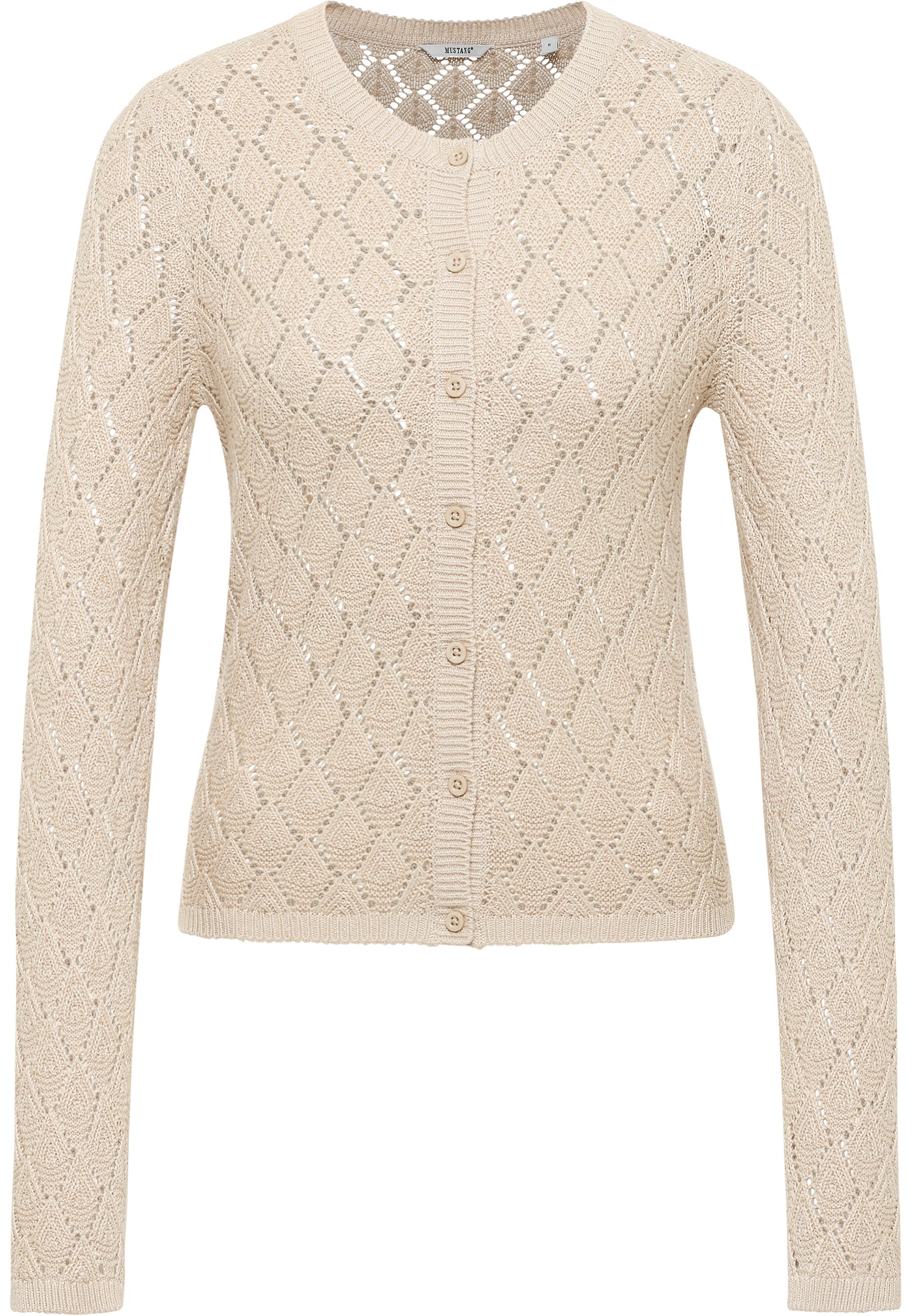 Cardigan,  Strickware,  Knopfleiste,  Diamond-Muster,  Beige