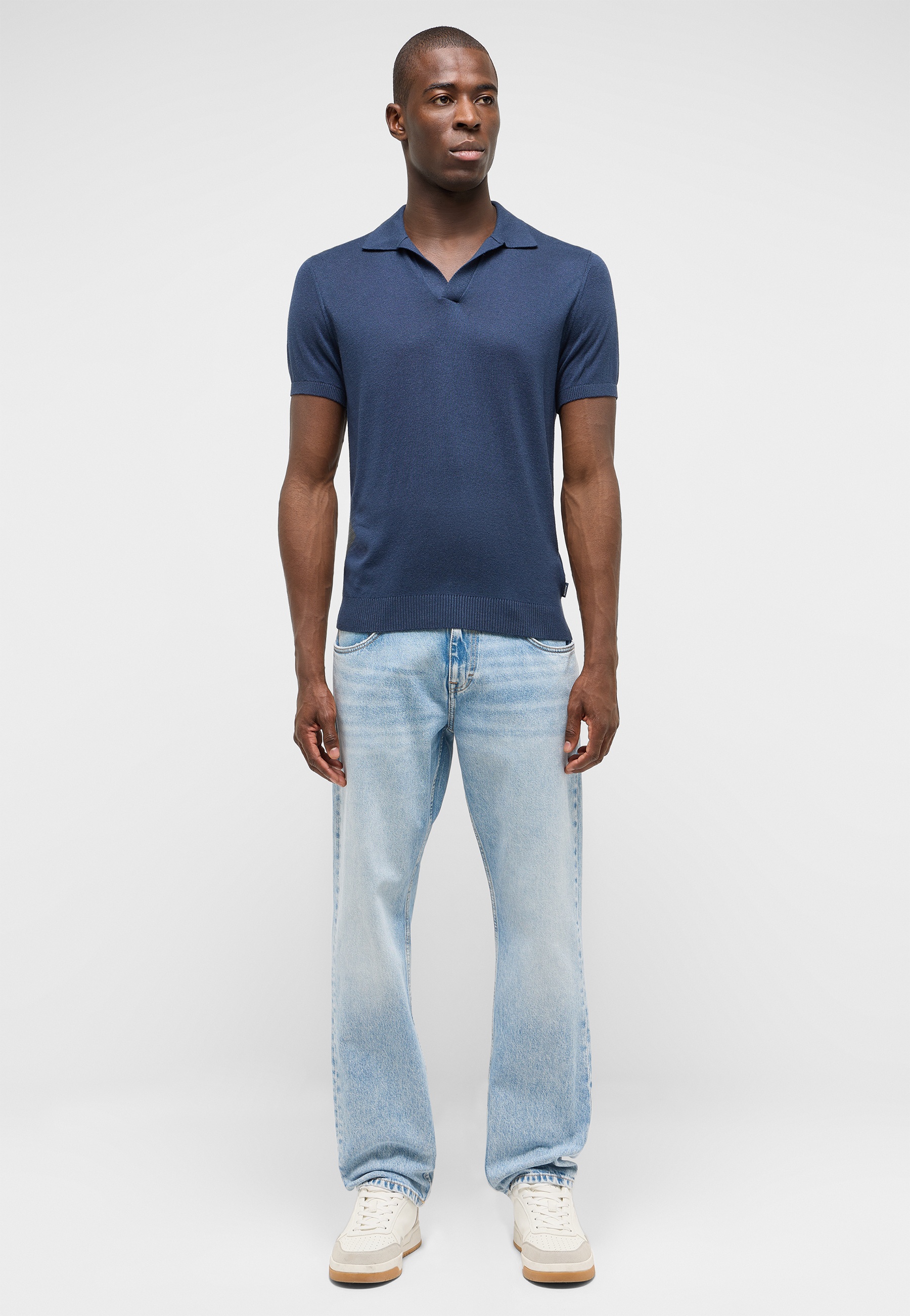 Polohemd, Kurzarm, Navy, Plain, Kragen