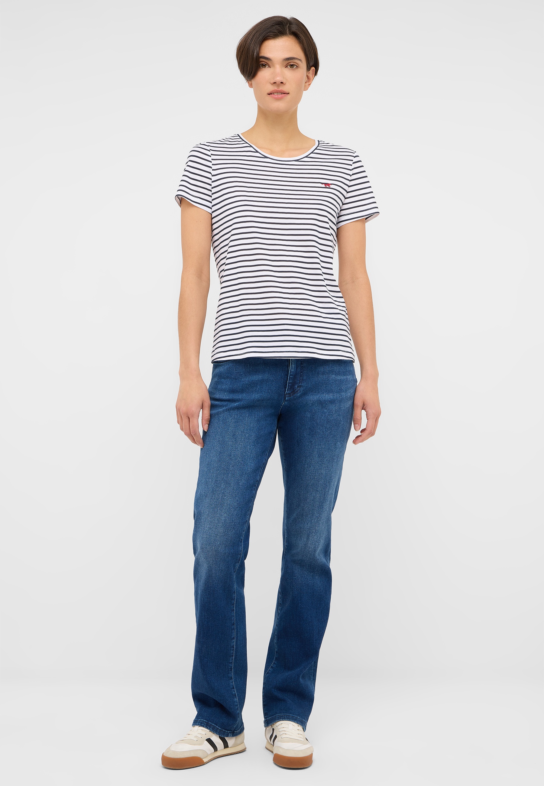 T-Shirt, Streifen, Rundhals, Kurzarm, Casual Fit