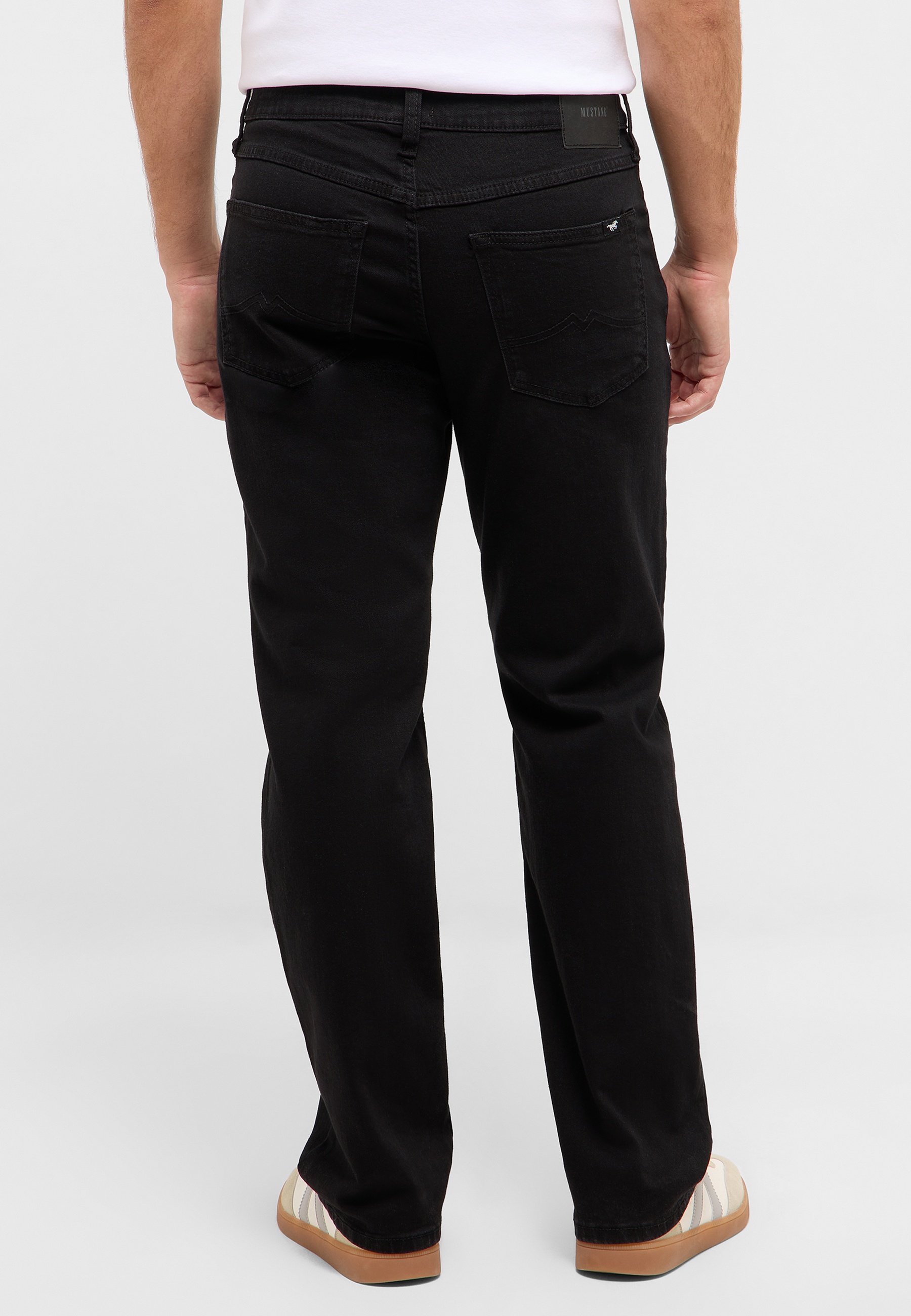 Jeans, Schwarz, Rückansicht, Taschen, Gerade Bein