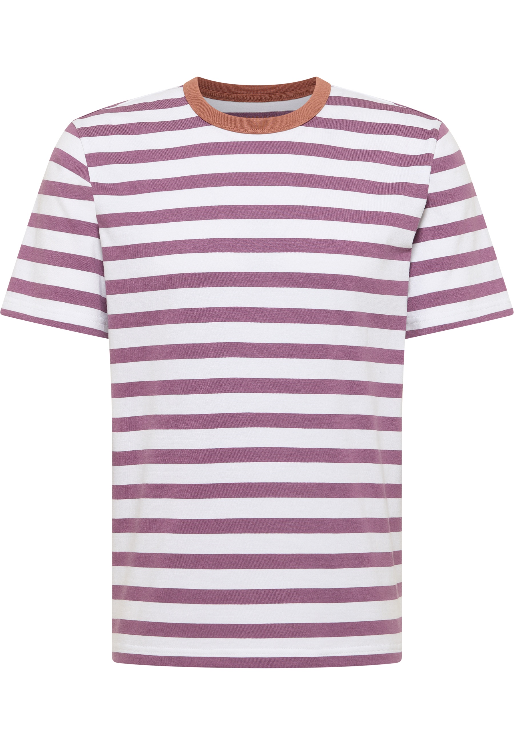 T-Shirt, Streifen, Kurzarm, Lila, Weiß