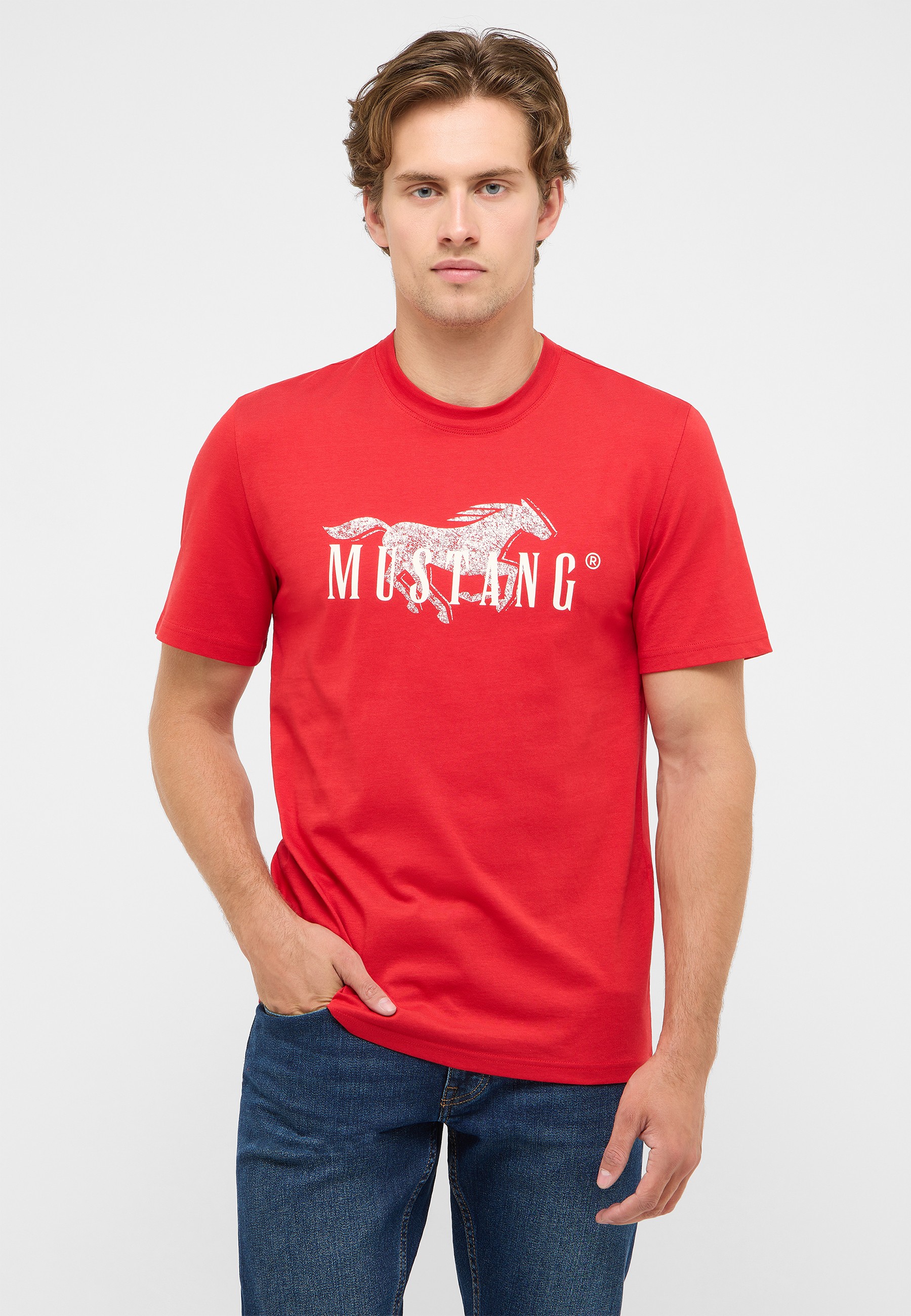 T-Shirt, rot, Kurzarm, Kleidungsstück, Motiv Pferd