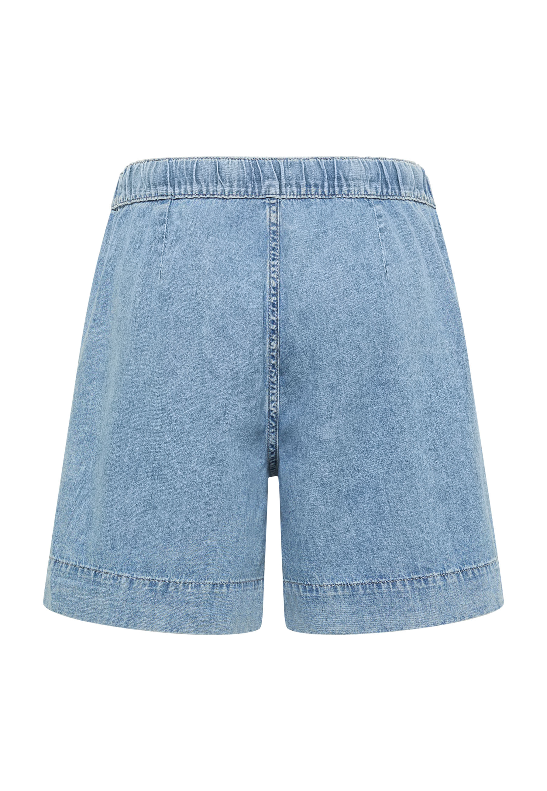 Denim-Shorts, Himmelblau, Elastischer Bund, Umgeschlagener Saum, Shorts