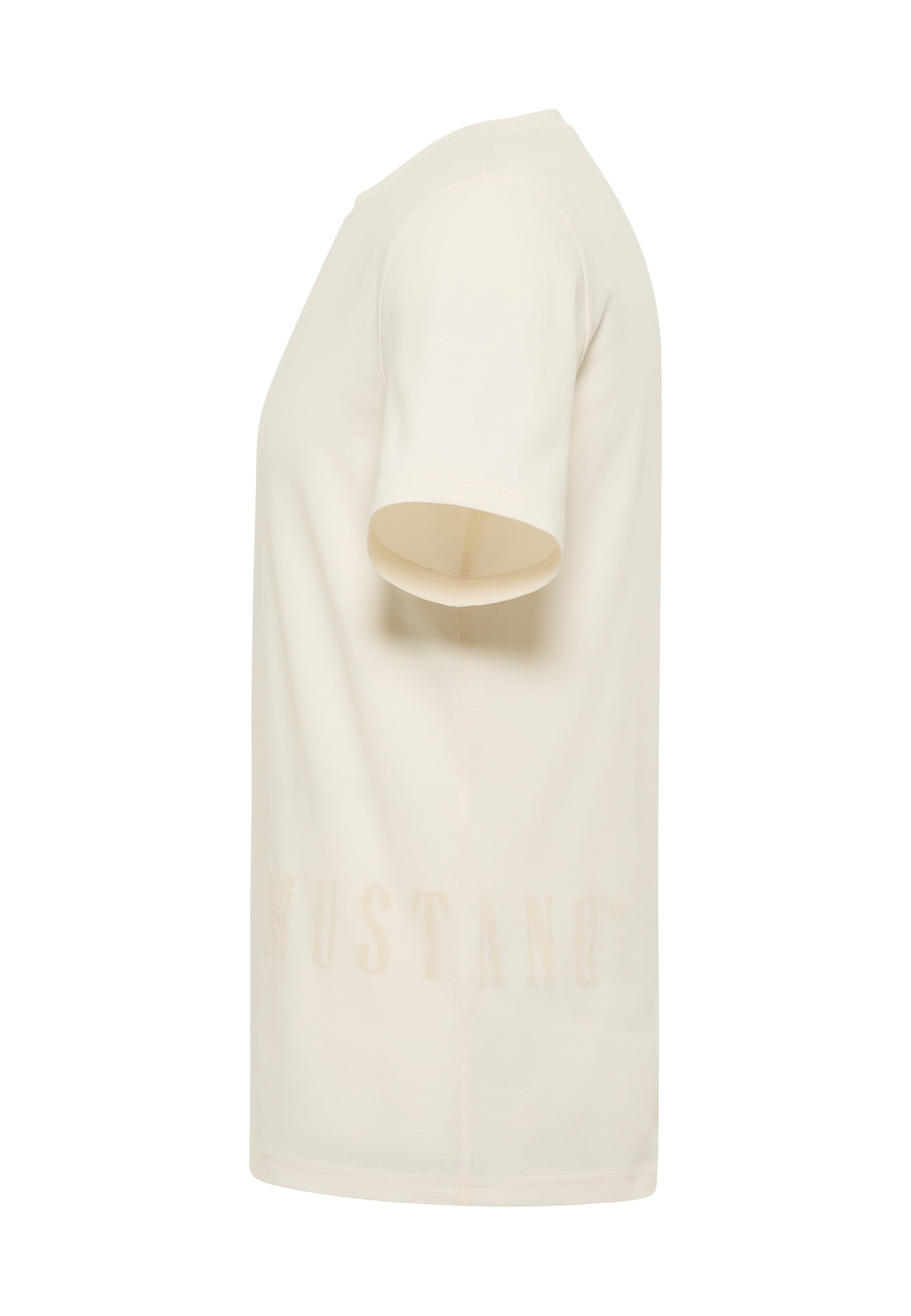 T-Shirt, Kurzarm, Beige, Rundhals, Baumwolle