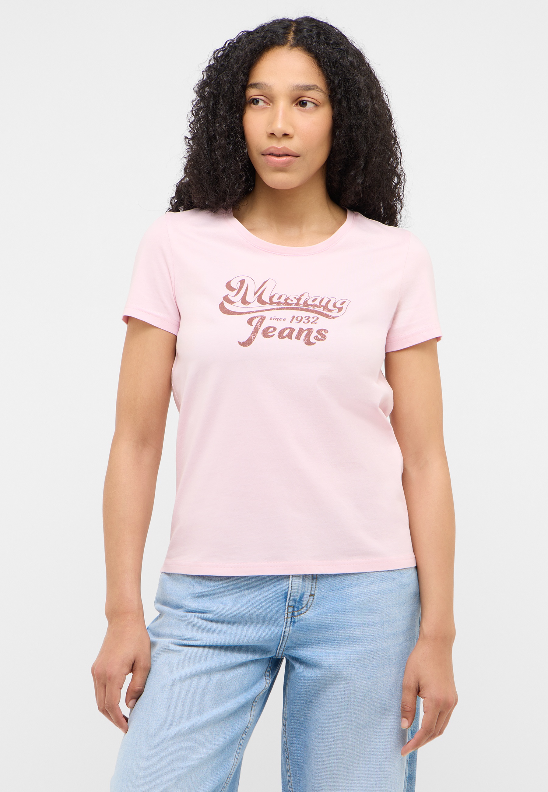 T-Shirt, rosa, kurzarmig, Logo-Text, casual Oberteil