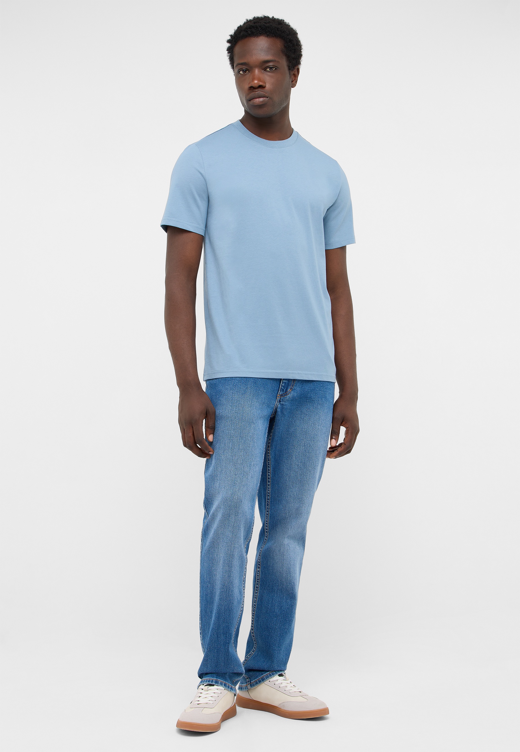 t-shirt, kurzarm, unifarbig, blau, herrenbekleidung