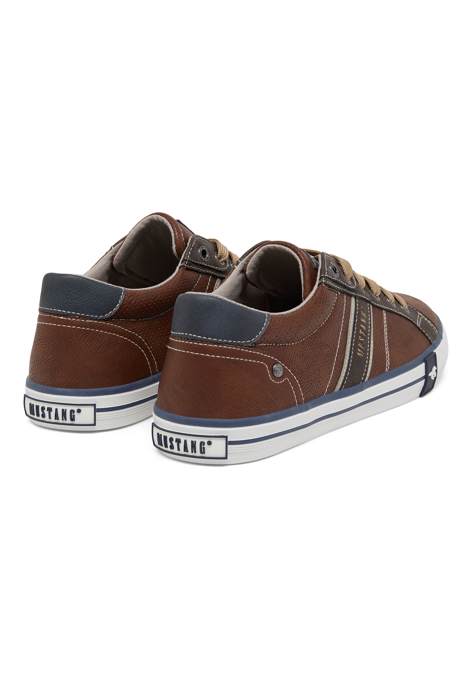 Sneaker, Dessert brown, Leather, Low-top, Stripes