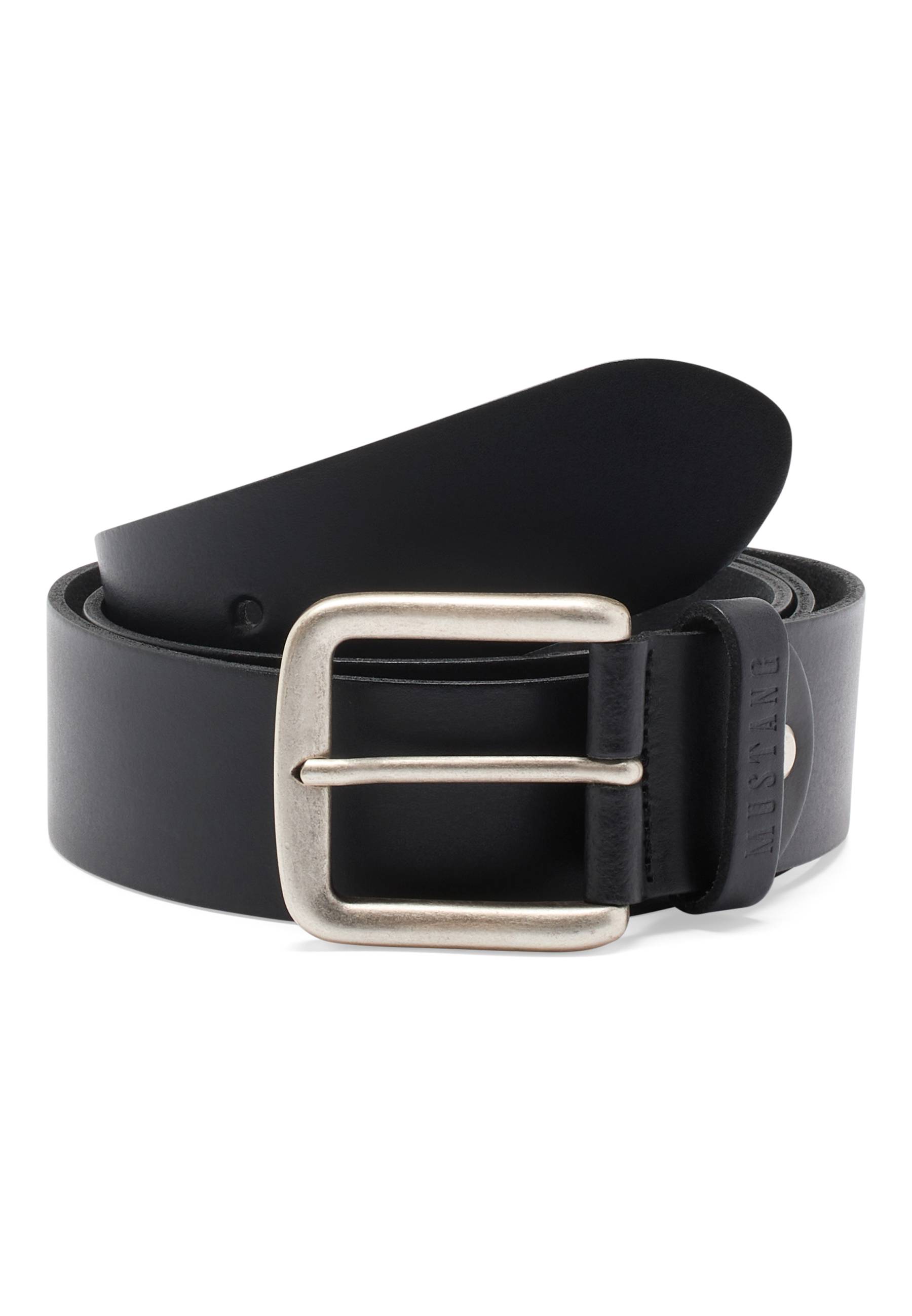 Mustang Herren Gürtel 40 mm aus Leder, schwarz