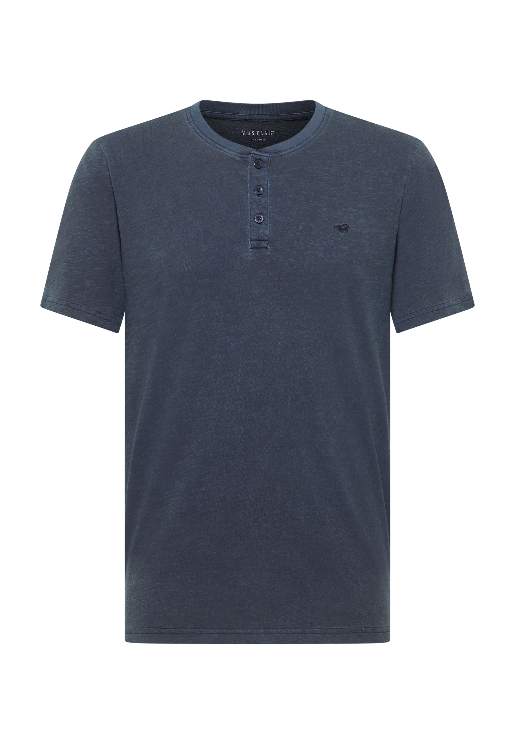 T-Shirt, Henley, Kurzarm, Baumwolle, Einfarbig