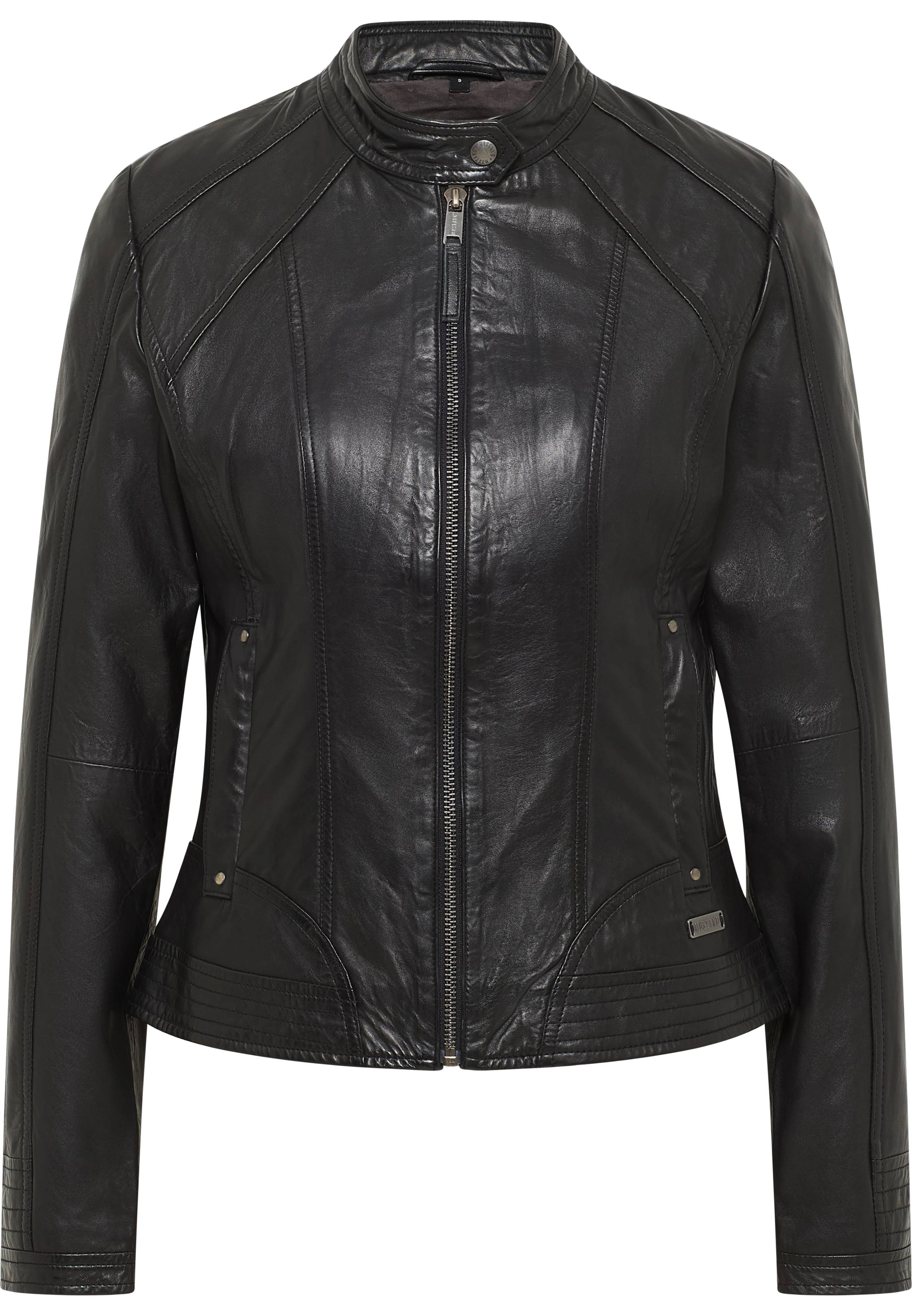 Mustang Damen Jacke Style Lederjacke, schwarz